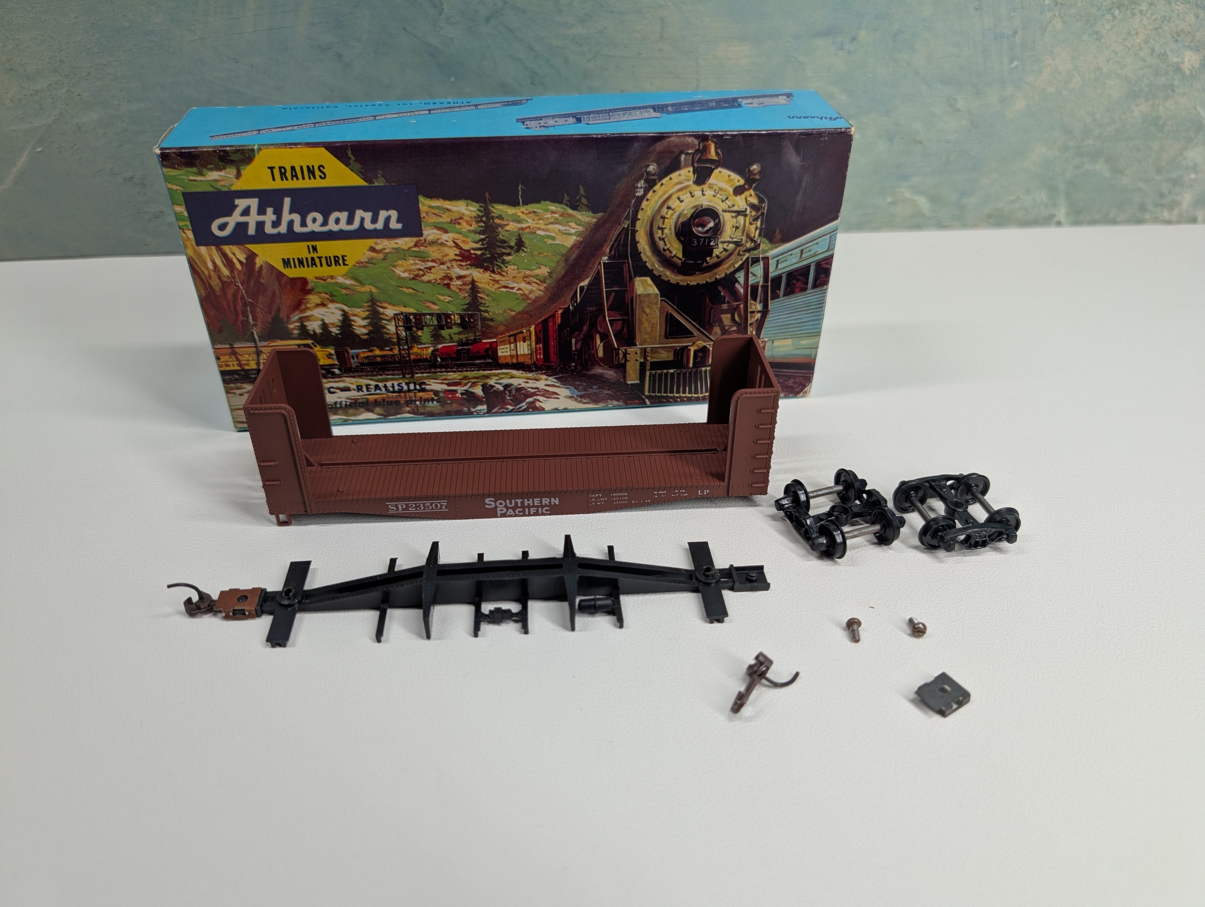 USED Athearn HO Scale Pulpwood Flat Car Southern Pacific SP #23507