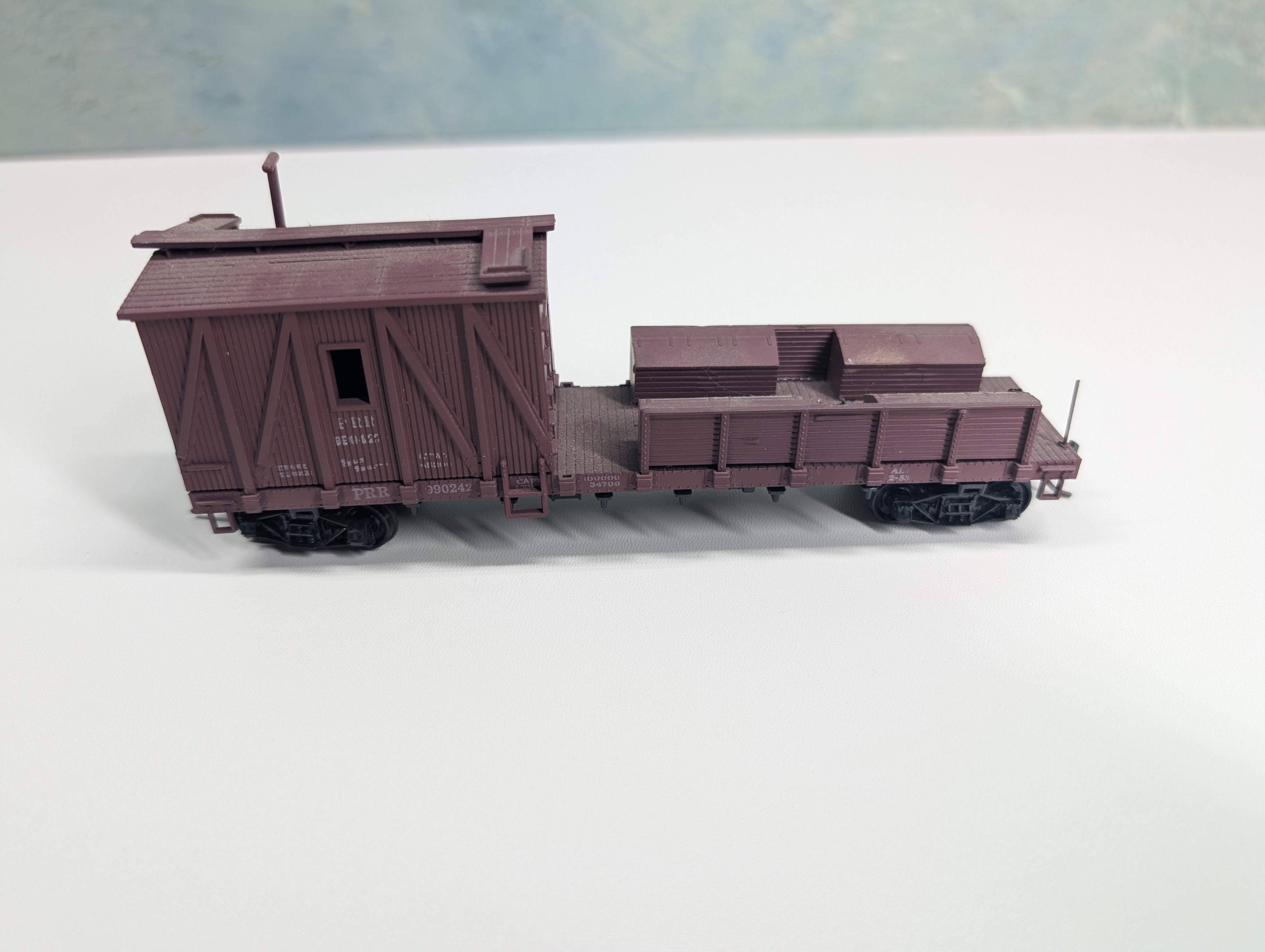 USED HO Scale Work Caboose Flat Car MOW Pennsylvania PRR #990242