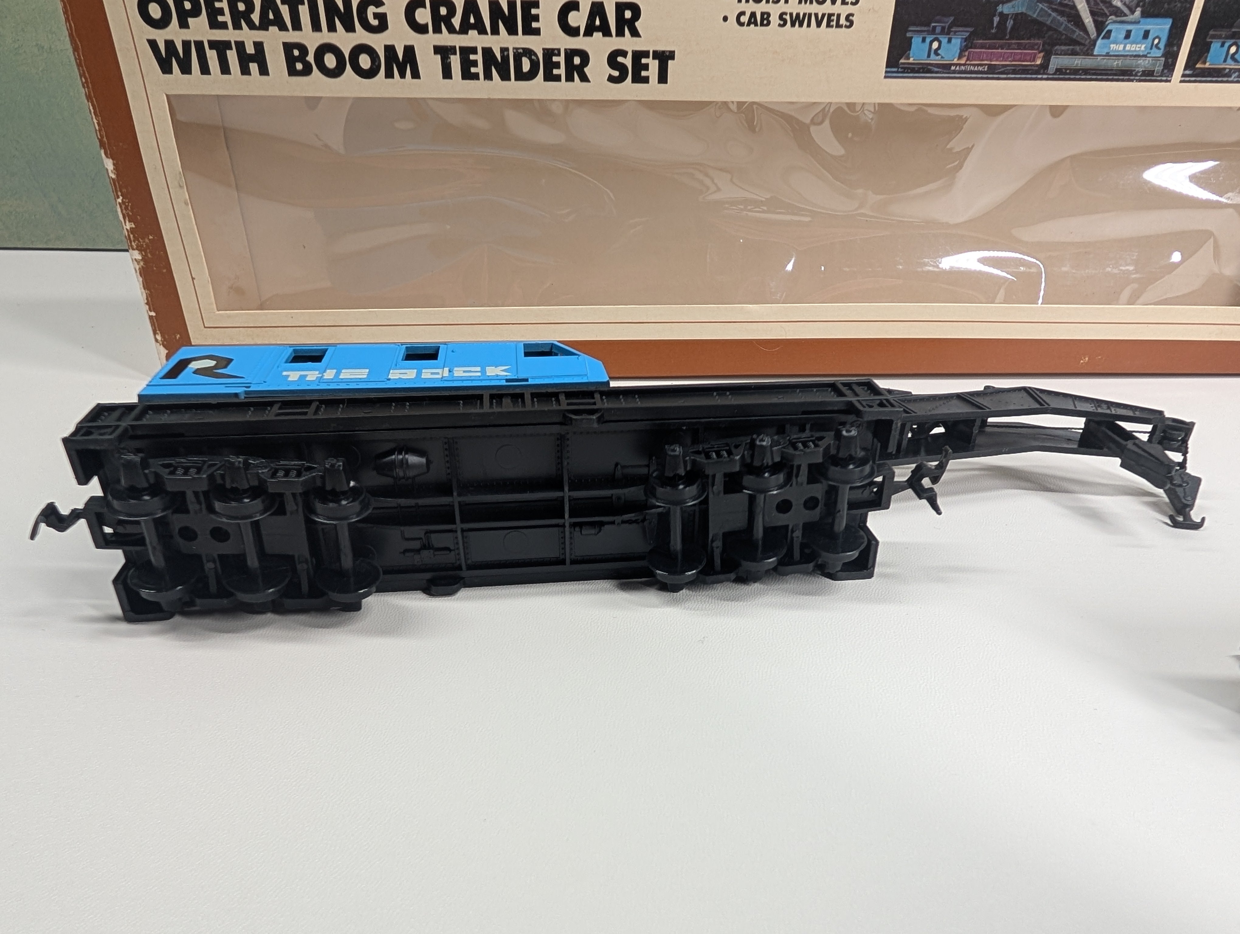 USED Tyco 865 HO Scale Operating Crane Car w/ Boom Tender Set Rock Island