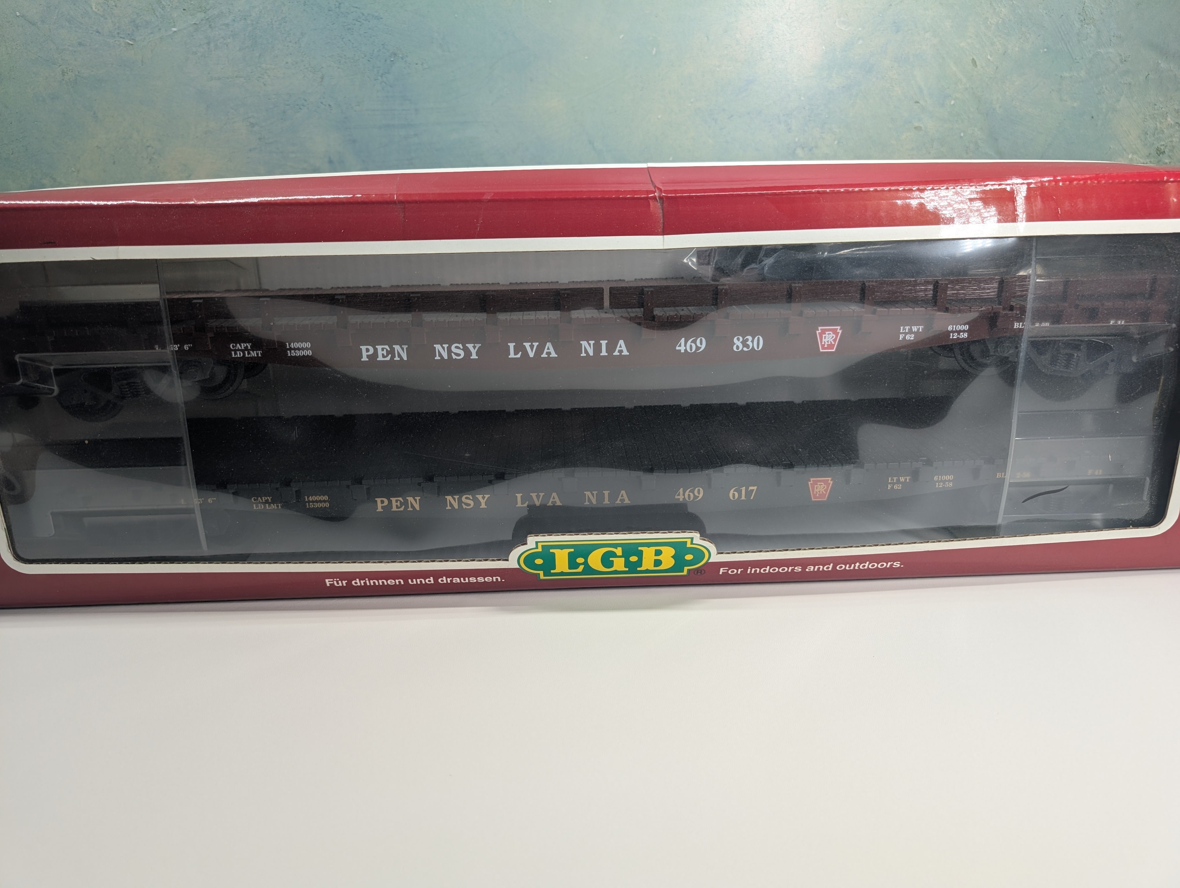USED LGB 42540 G Scale Two Flat Cars Pennsylvania #469830, 469617