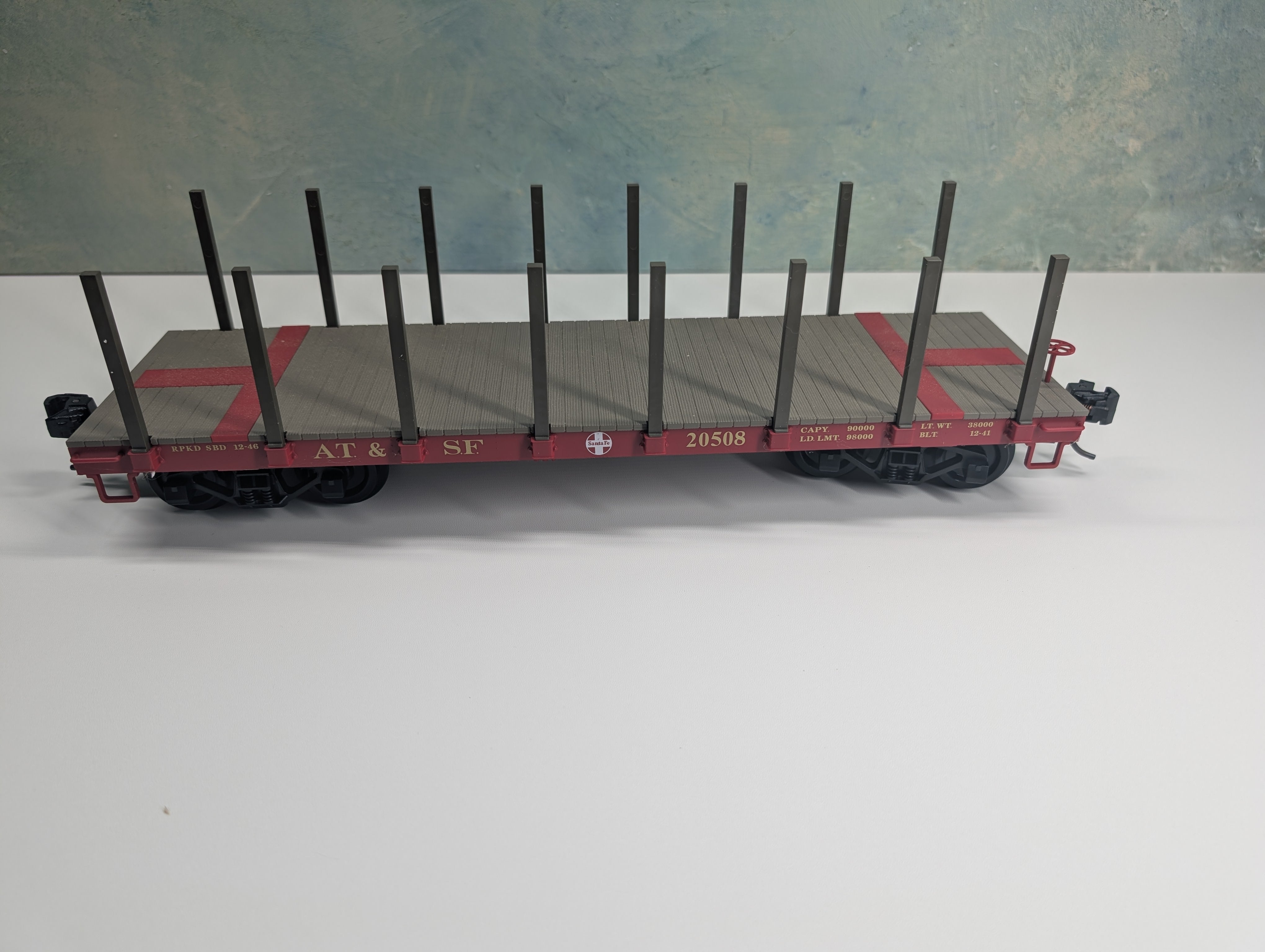 USED Piko 38700 G Scale Flat Car with Stakes Santa Fe ATSF #20508