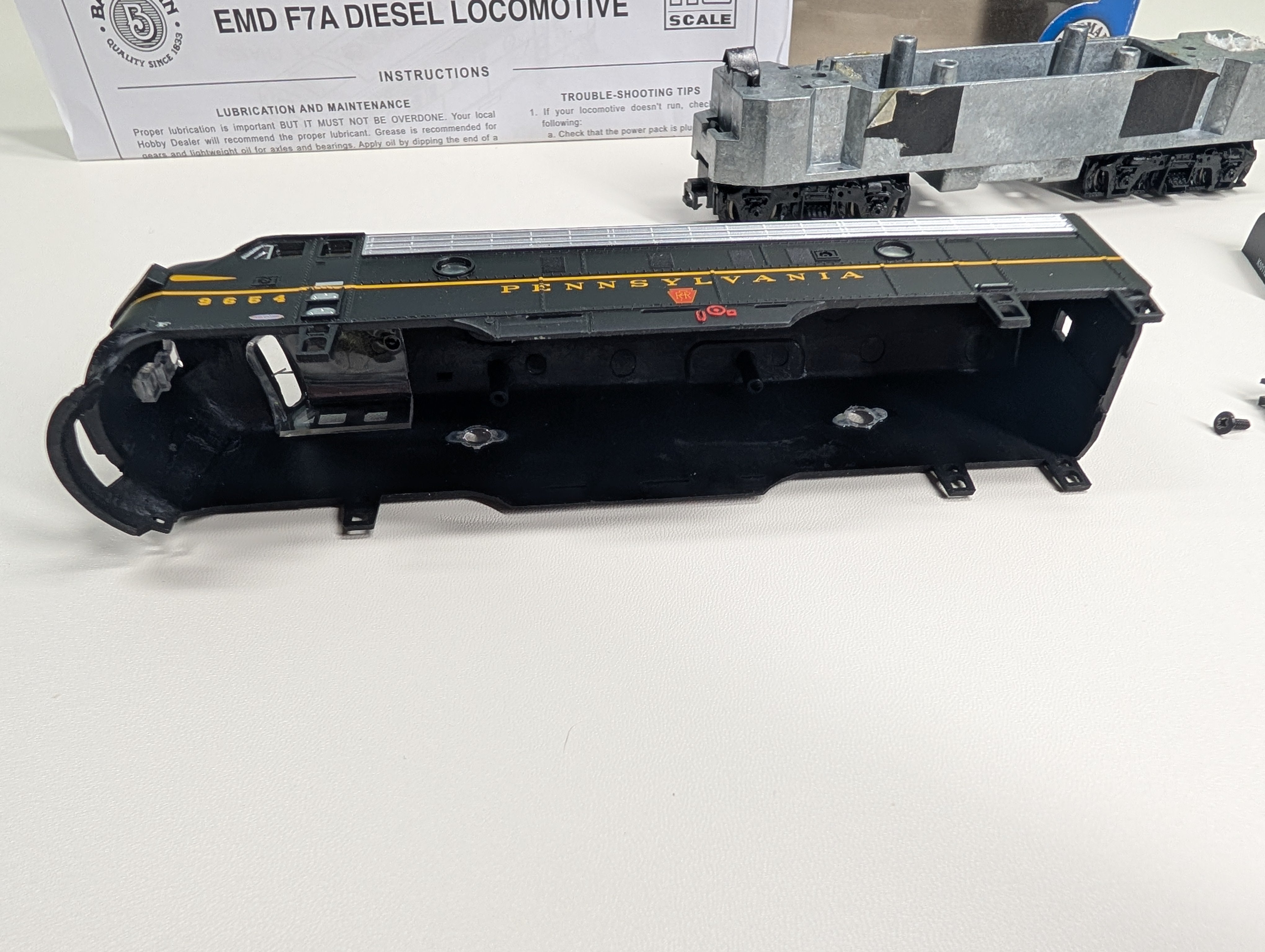 USED Bachmann 63001 HO Scale EMD F7-A Locomotive Pennsylvania 9654 Parts & Shell Only