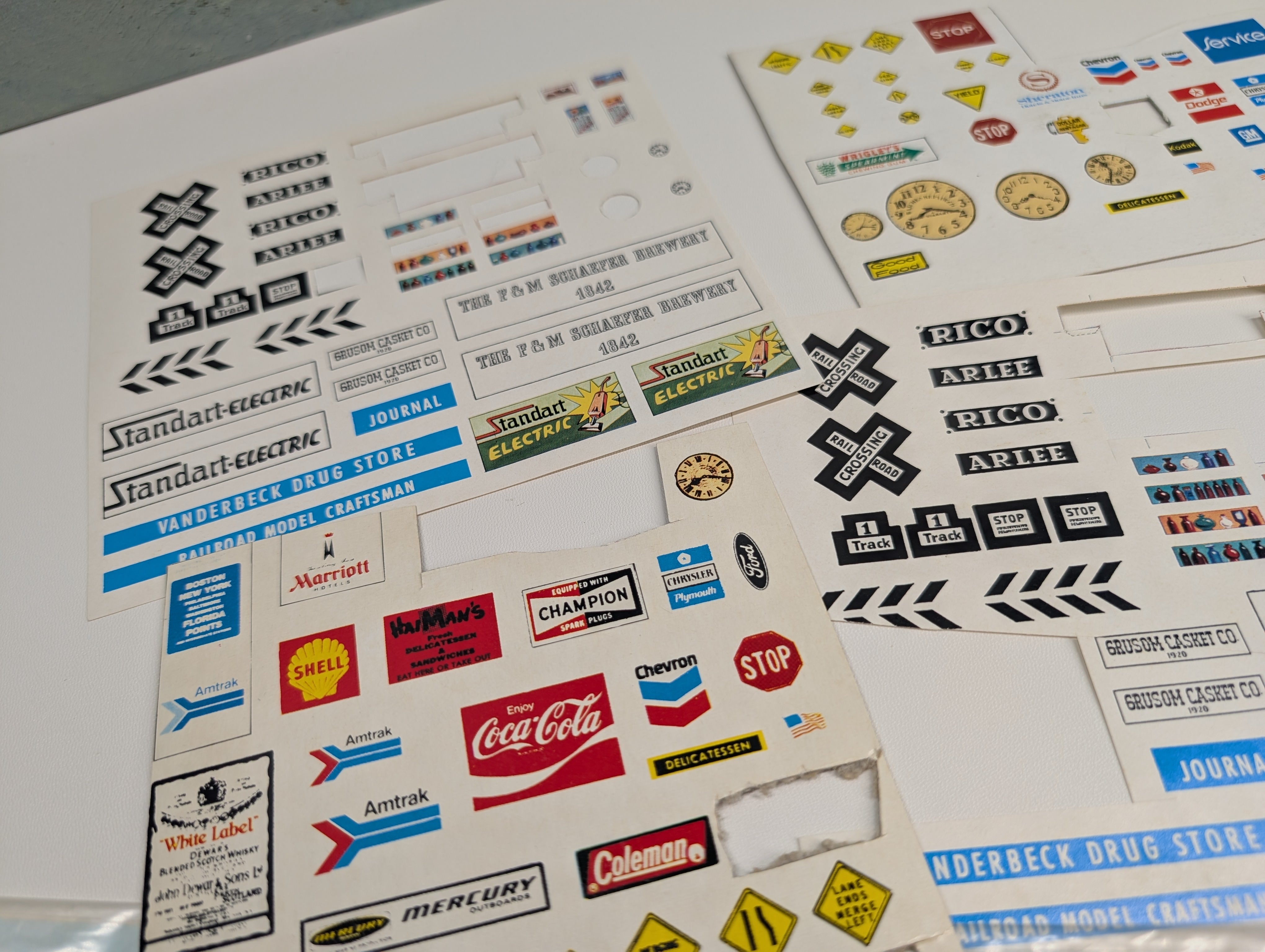 USED HO Scale Billboard Style Decals & Cardboard Cutouts for Layout Signs & Buildings