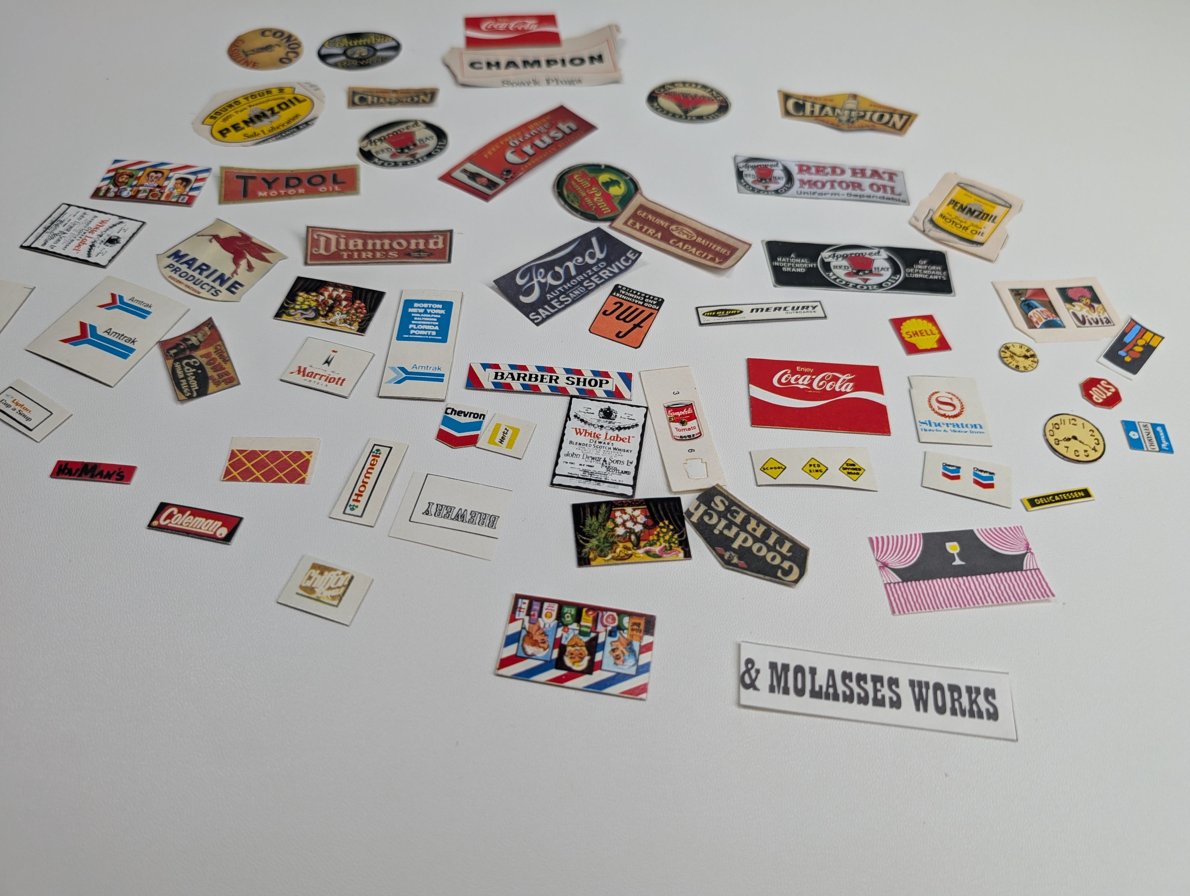 USED HO Scale Billboard Style Decals & Cardboard Cutouts for Layout Signs & Buildings