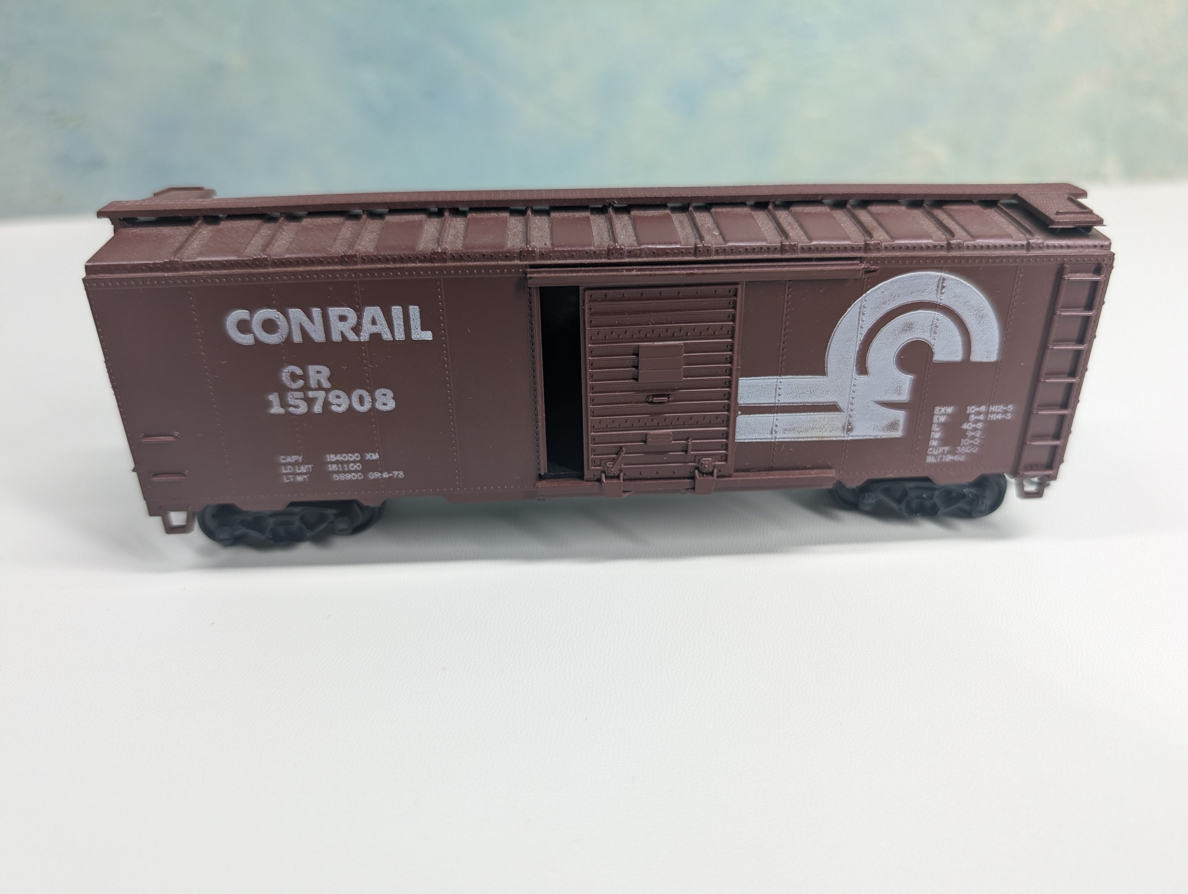 USED Athearn HO Scale 40' Box Car, Bev-Bel Custom Conrail CR #157908
