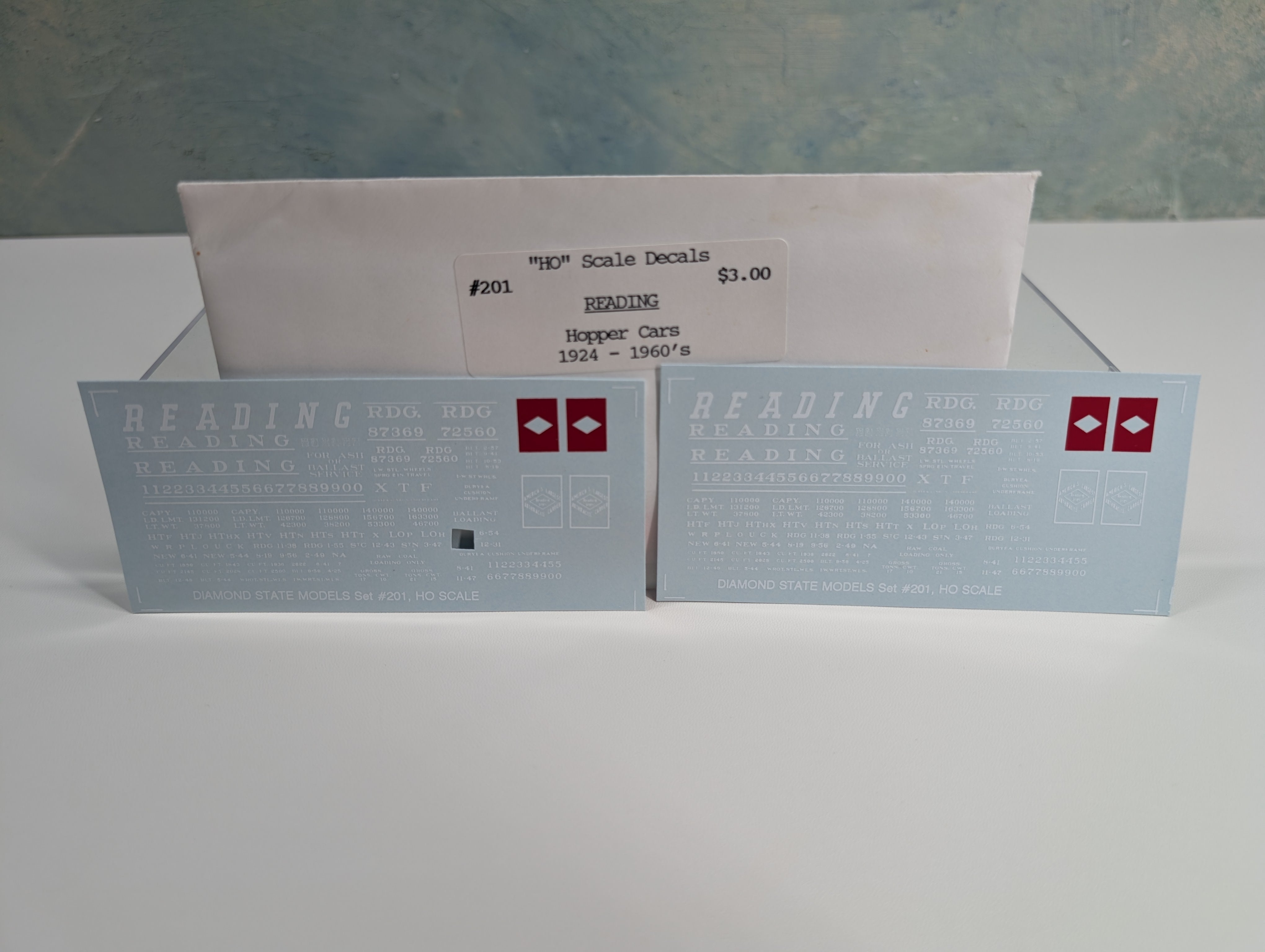 John Hall Decals 201 HO Scale Reading Hopper Decals 1924-60s