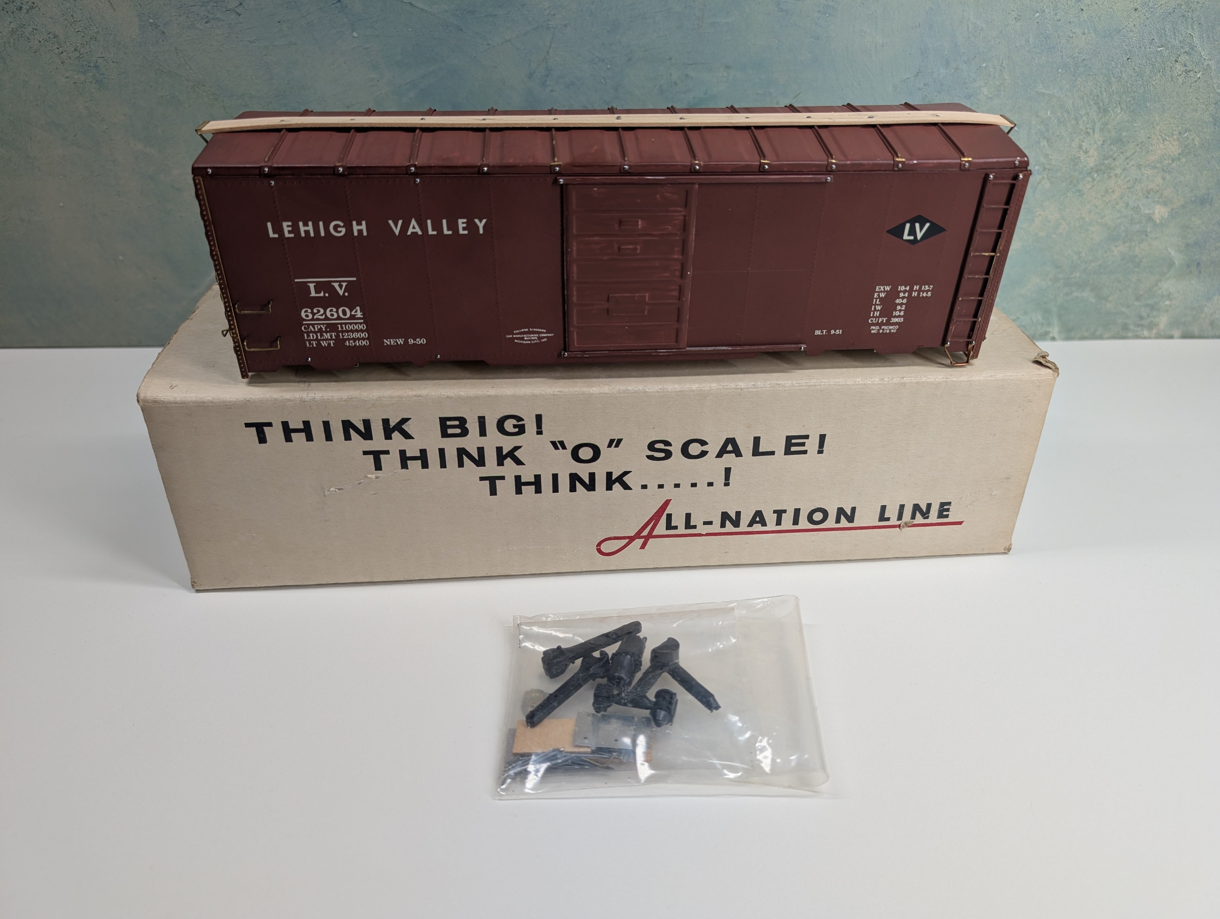 USED The All-Nation Line 6612 O 40' Steel Box Car Lehigh Valley LV #62604 Started KIT