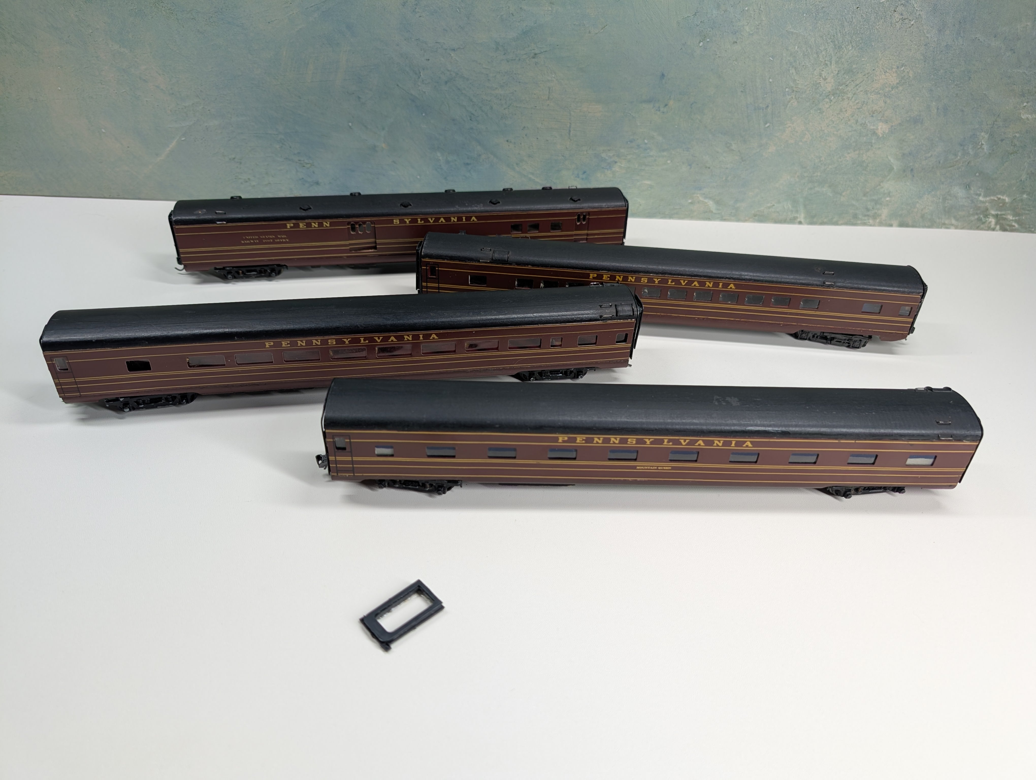 USED American Beauty HO Scale Lot of Wooden Kit Built Passenger Cars Pennsylvania (4 pcs)