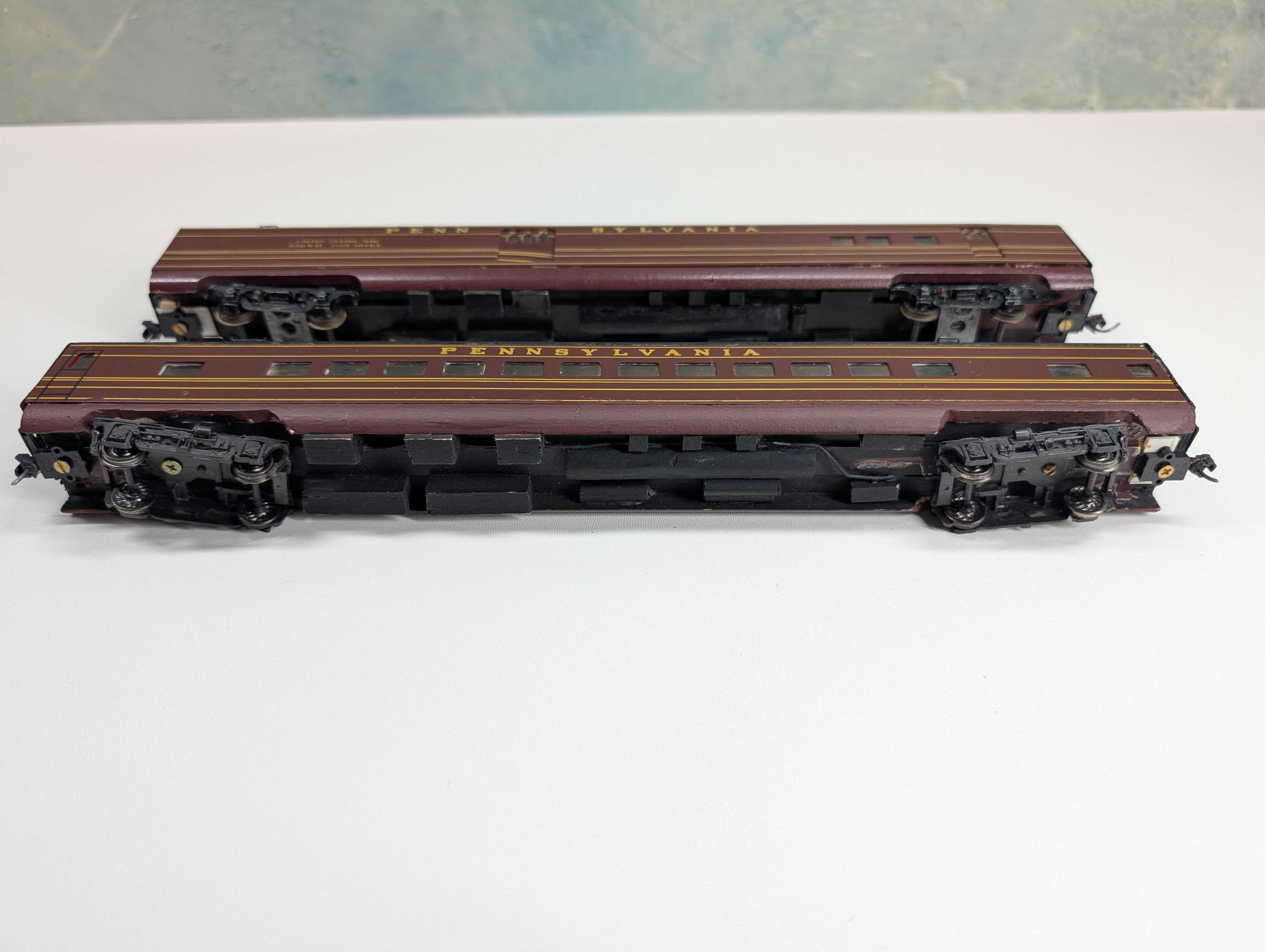USED American Beauty HO Scale Lot of Wooden Kit Built Passenger Cars Pennsylvania (4 pcs)