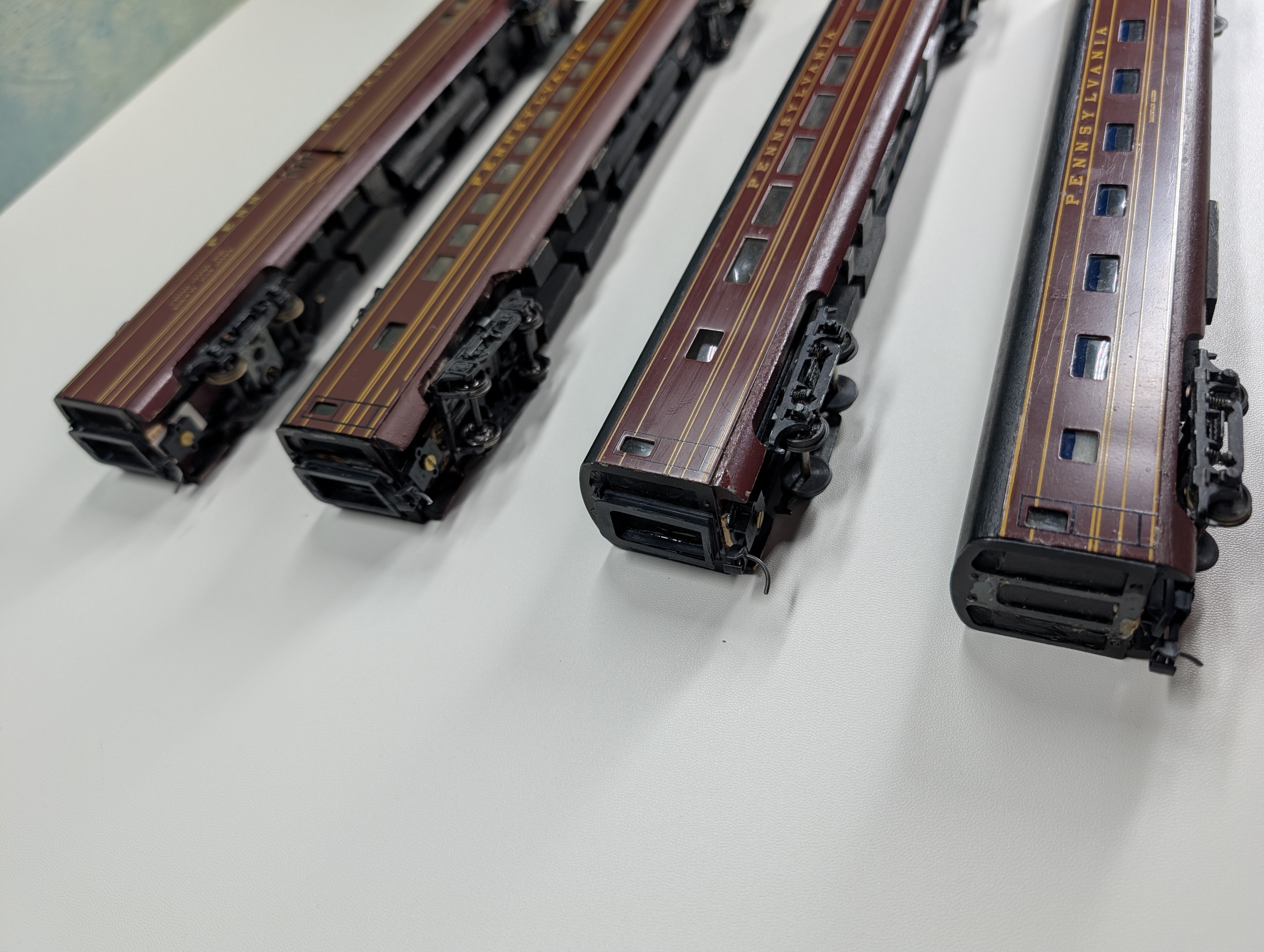 USED American Beauty HO Scale Lot of Wooden Kit Built Passenger Cars Pennsylvania (4 pcs)