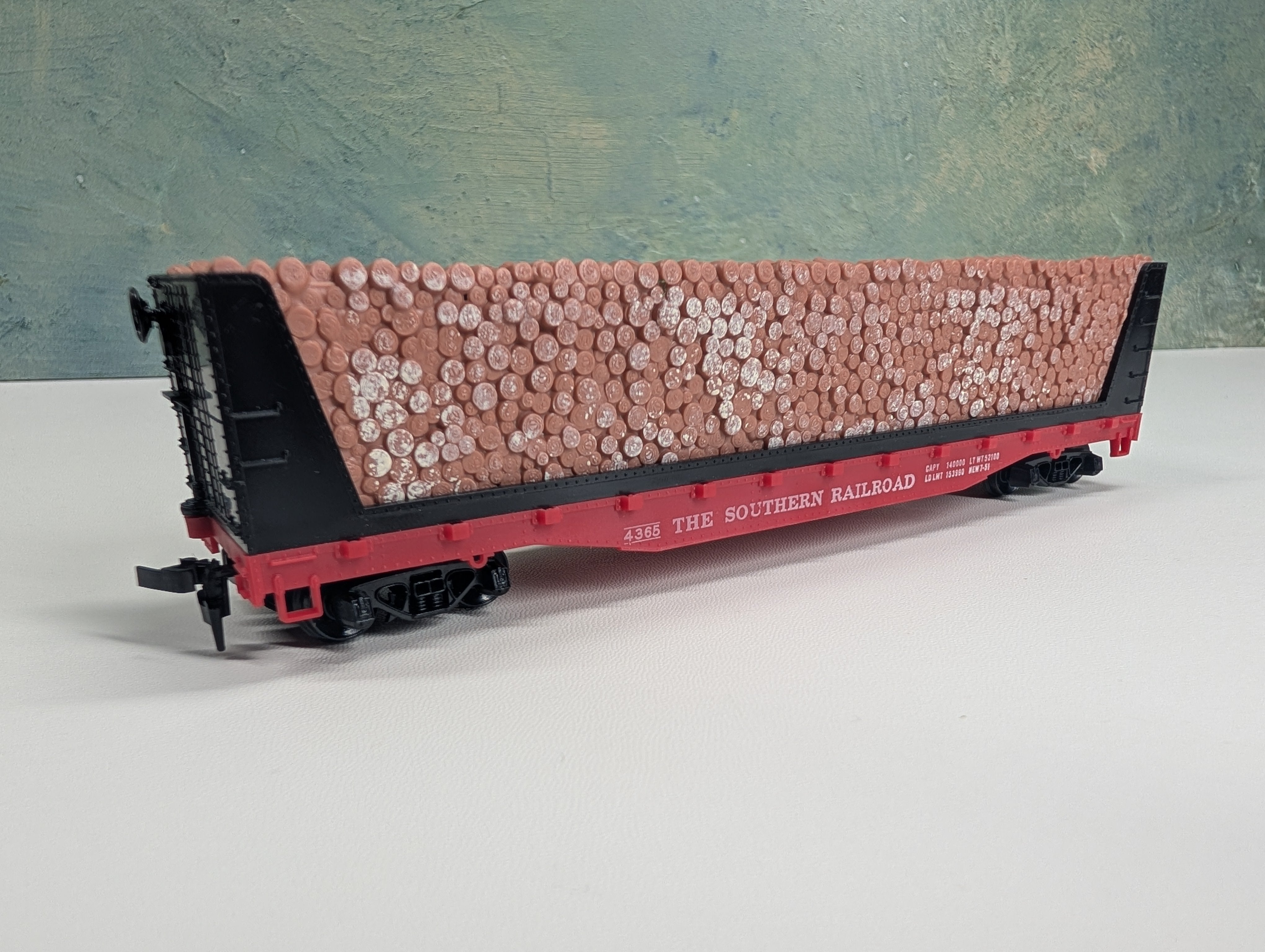 USED Mantua HO Scale Bulkhead Flat Car w/ Brake Wheel Southern 4365