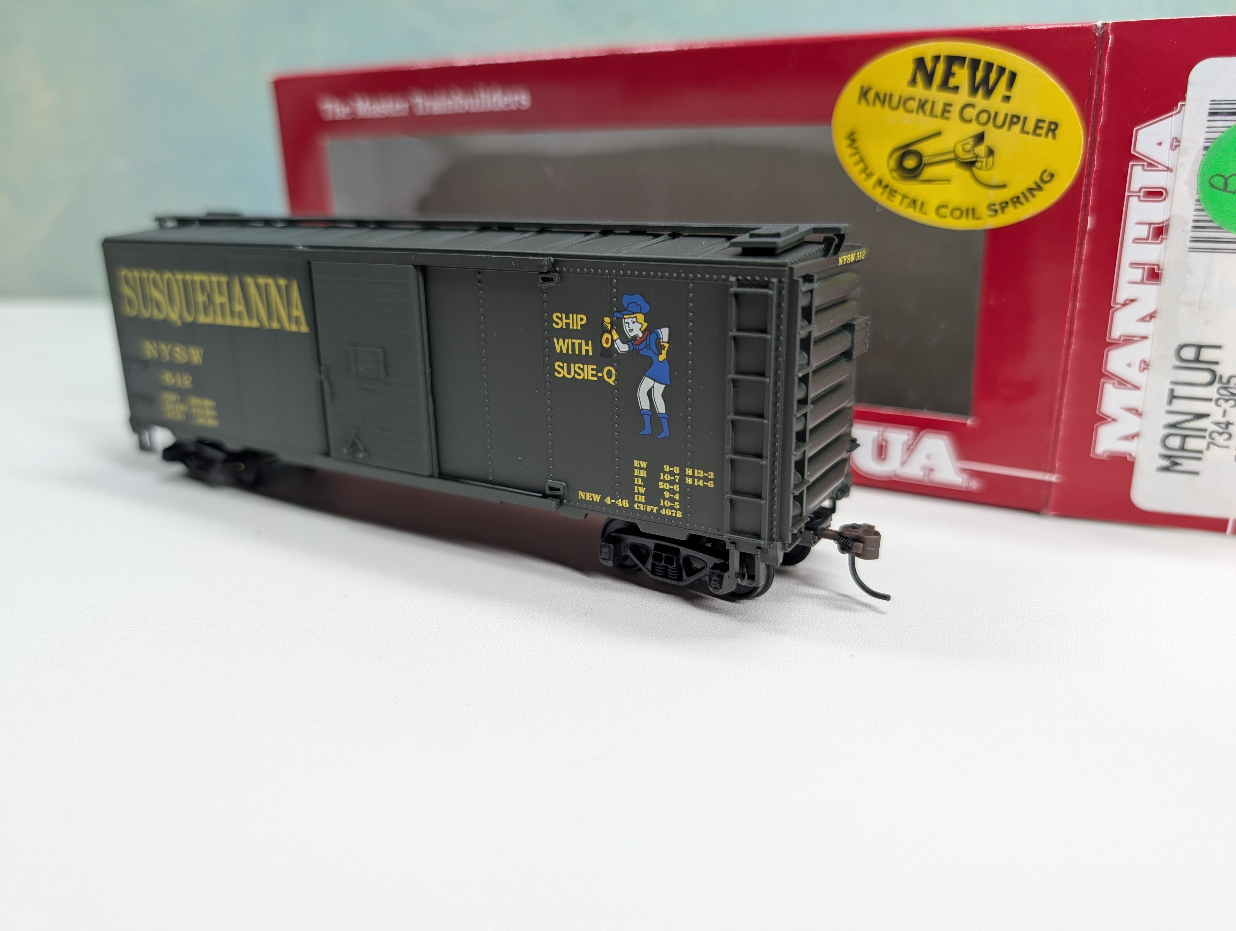 USED Mantua 734-305 HO Scale Steel Box Car Susquehanna NYSW #512 Susie Q