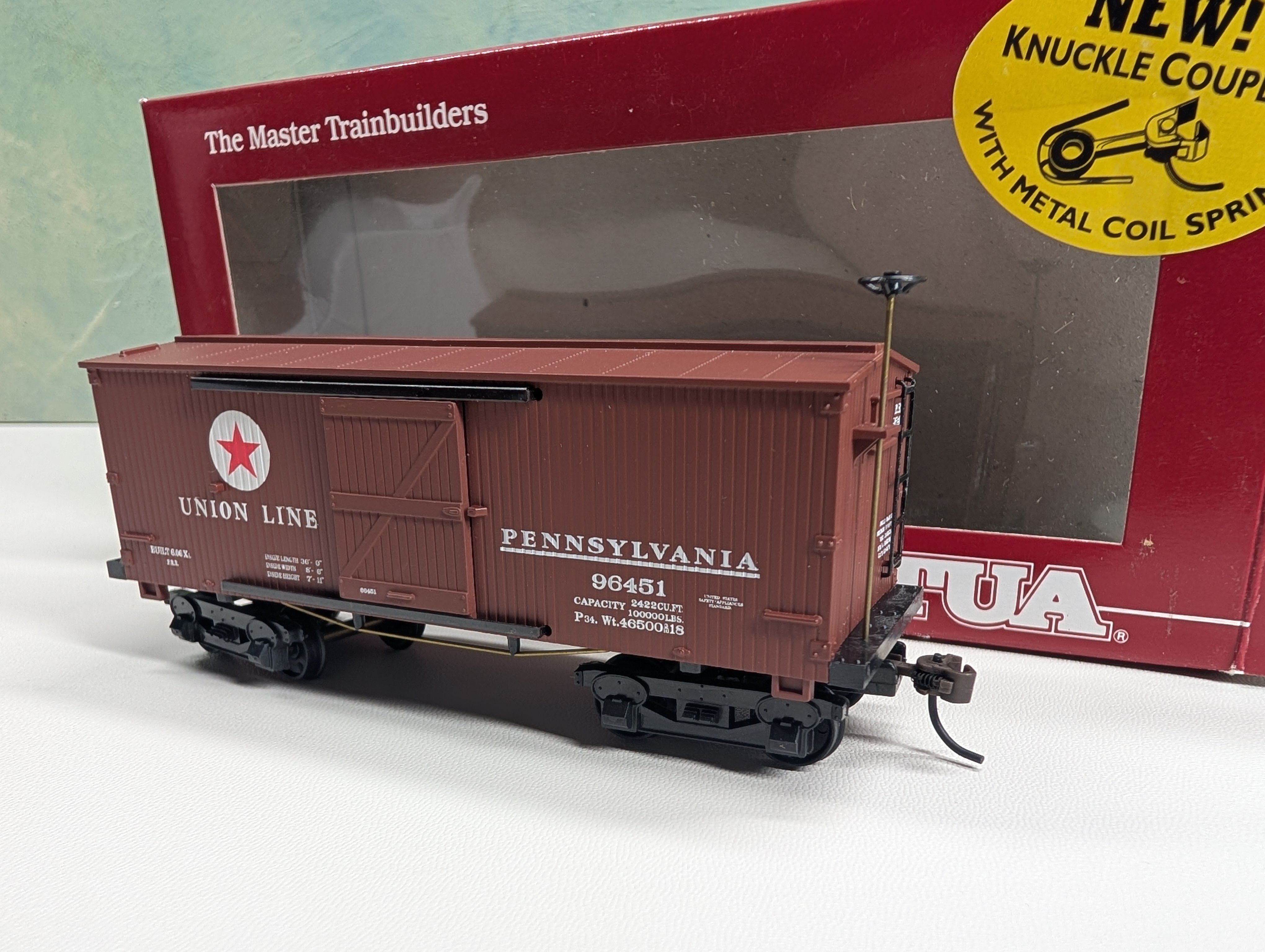 USED Mantua 721-050 HO Scale 1860 Old Time Box Car Pennsylvania Union Line #96451