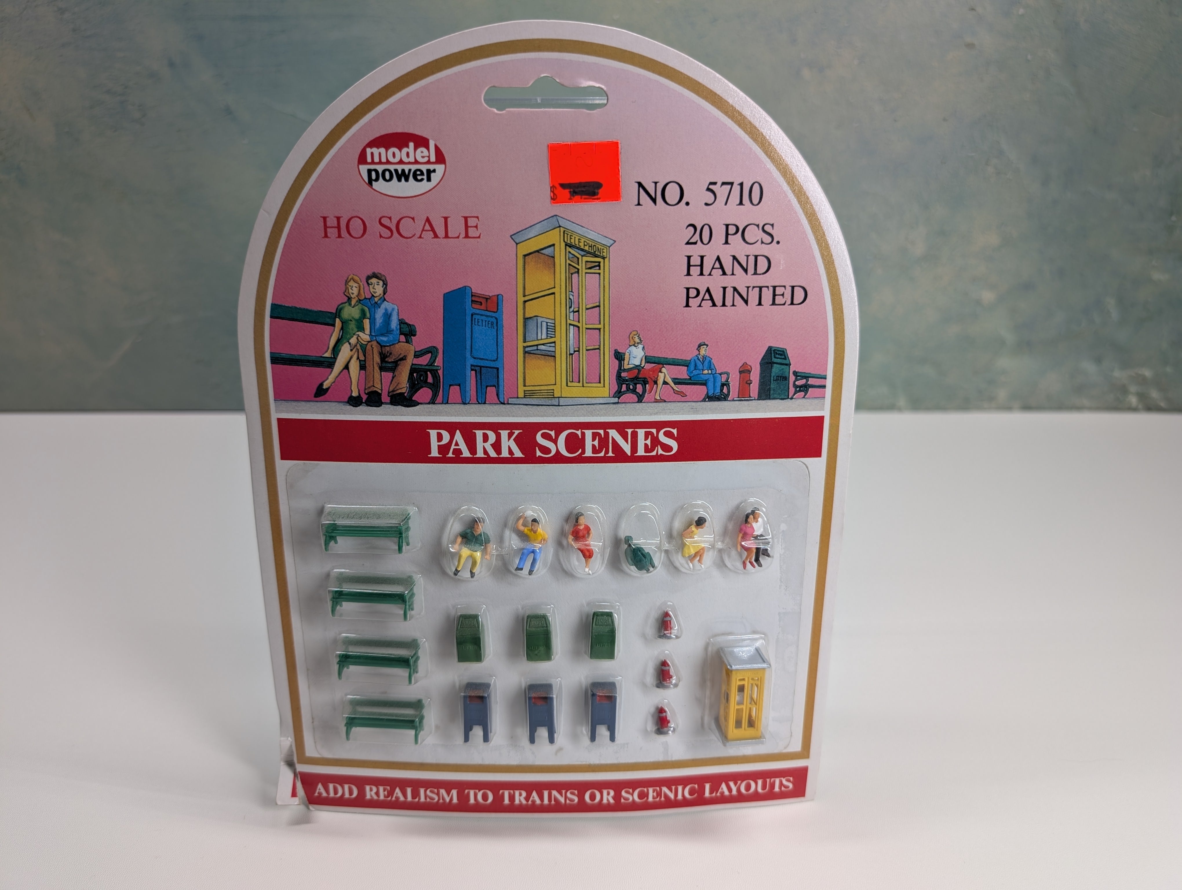 Model Power 5710 HO Scale Pack Scene with People, Benches and more (20 pcs)