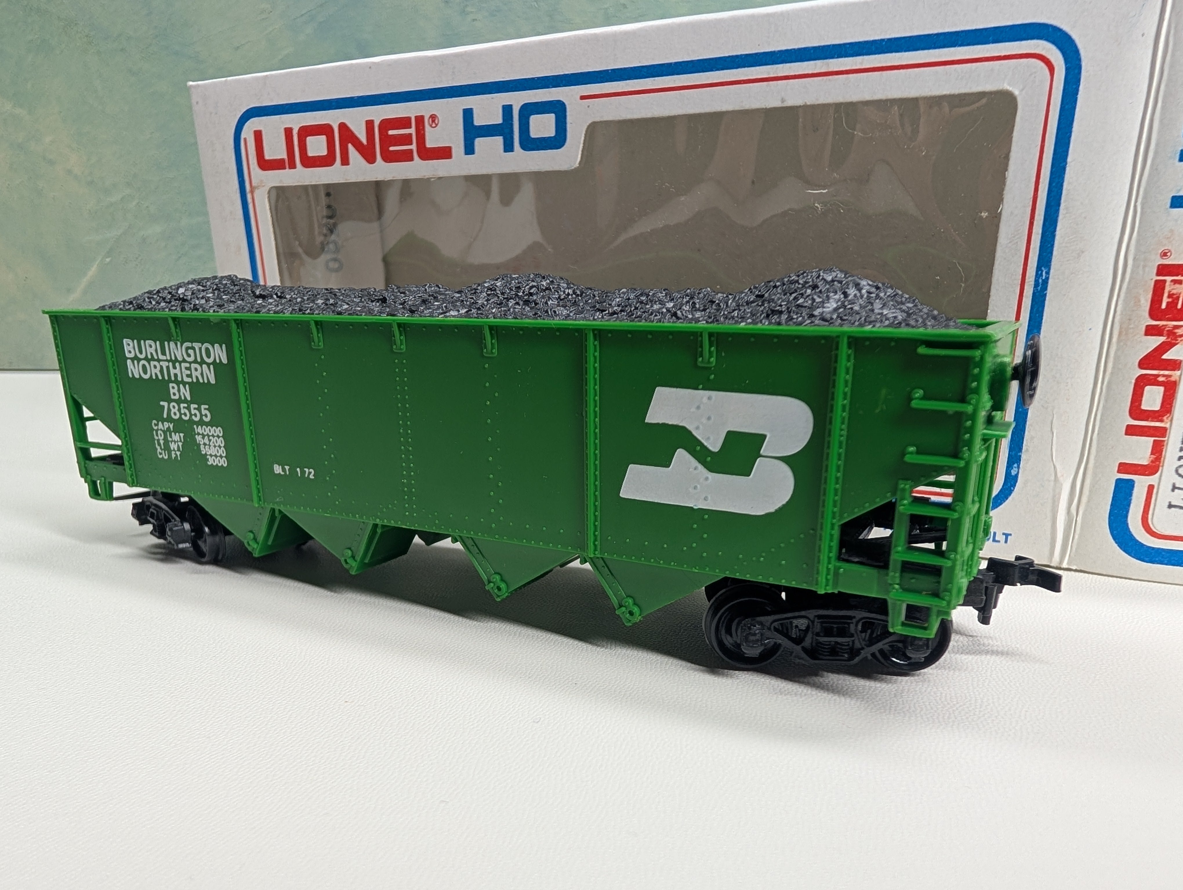 USED Lionel HO Scale 4 Bay Hopper Burlington Northern BN #78555