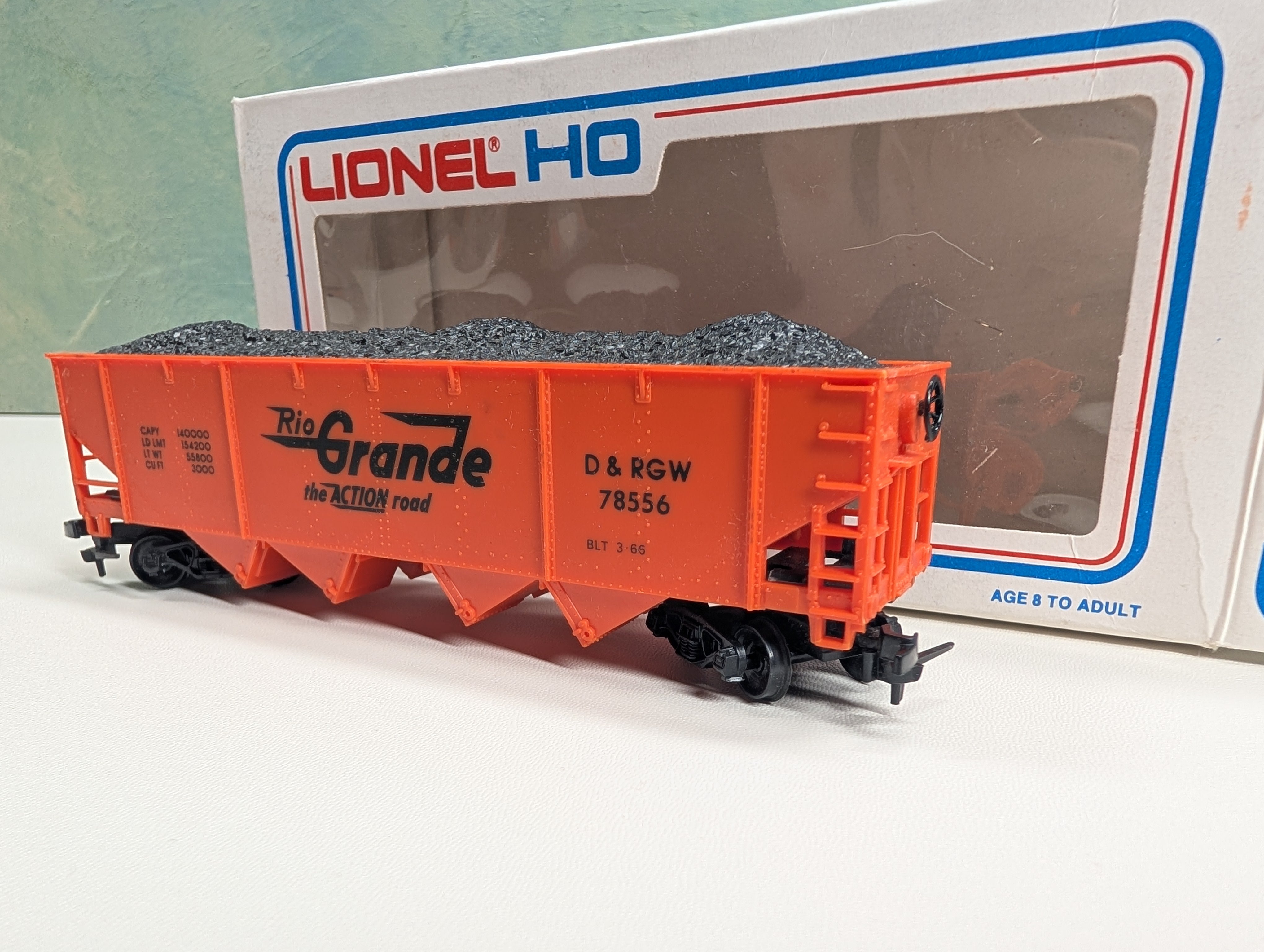 USED Lionel HO Scale 4 Bay Hopper Rio Grande D&RGW #78556