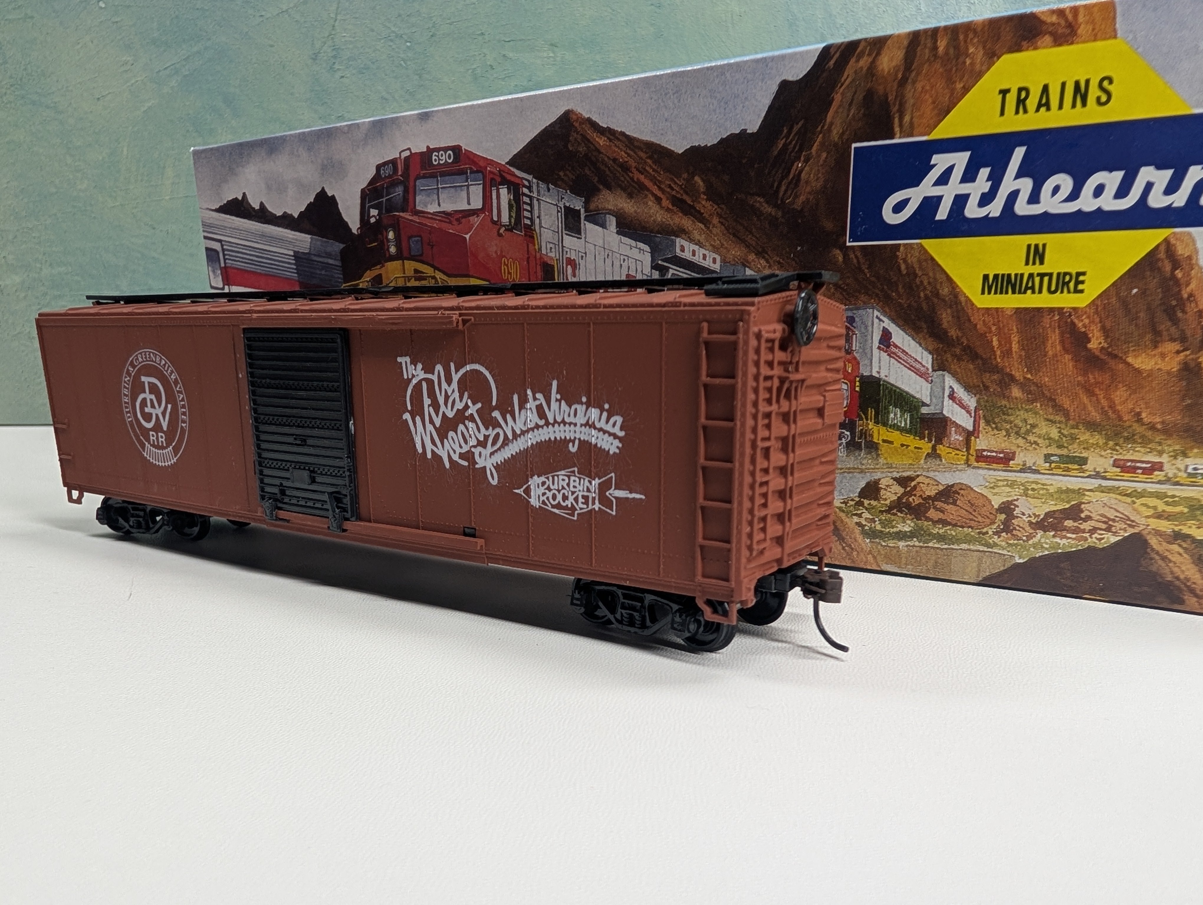 USED Athearn HO Scale 50' Box Car Durbin and Greenbrier Valley The Wild Heart of West Virginia Dulaney Custom