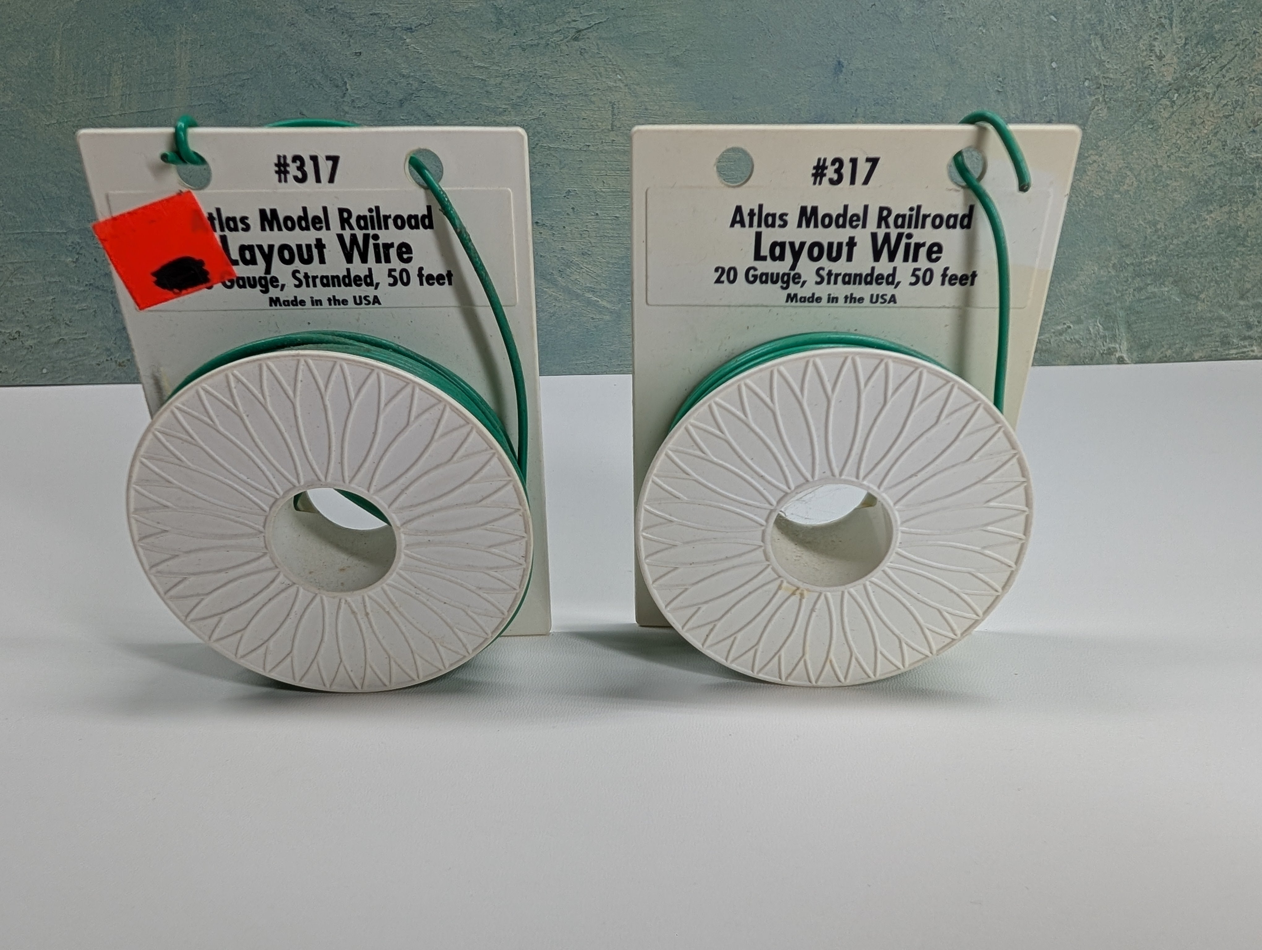 Atlas 317 Multi Scale Lot of Green Layout Wire, 20 Gauge, 2 Spools