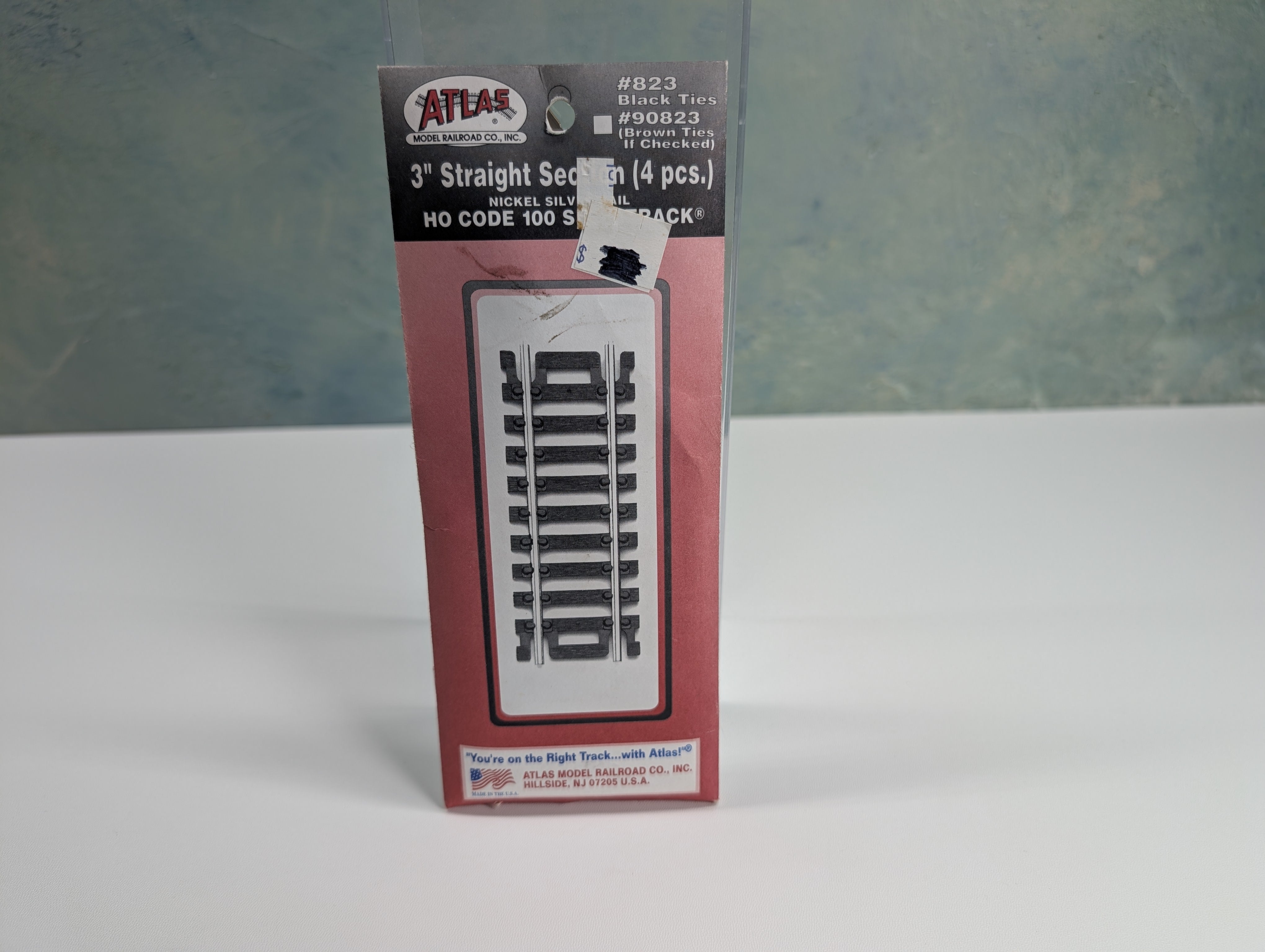 Atlas 823 HO Scale 3" Straight Snap-Track, Code 100 Nickel Silver (4 pcs)