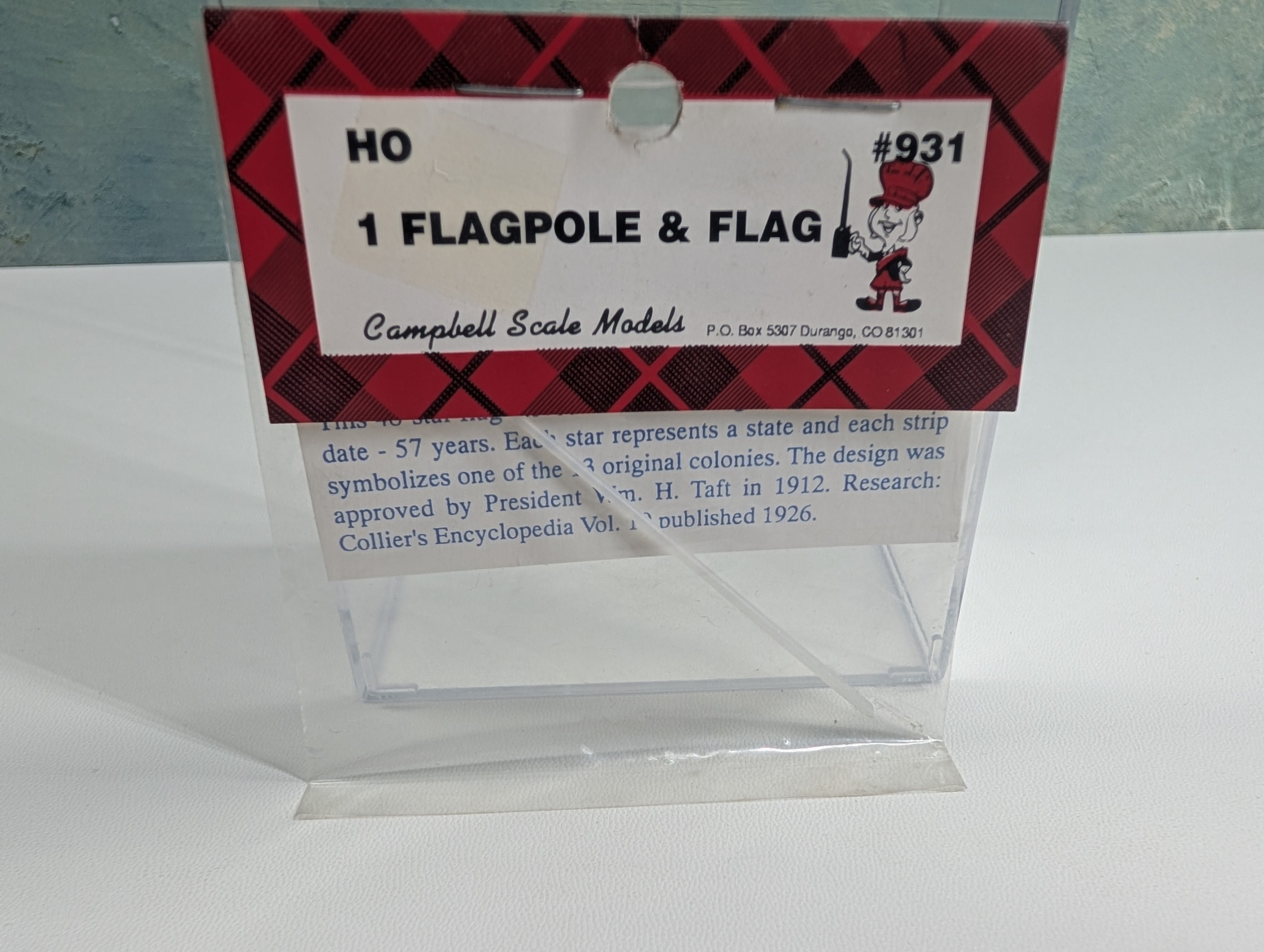 Campbell Scale Models 931 HO Scale 1 Flag Pole & American Flag