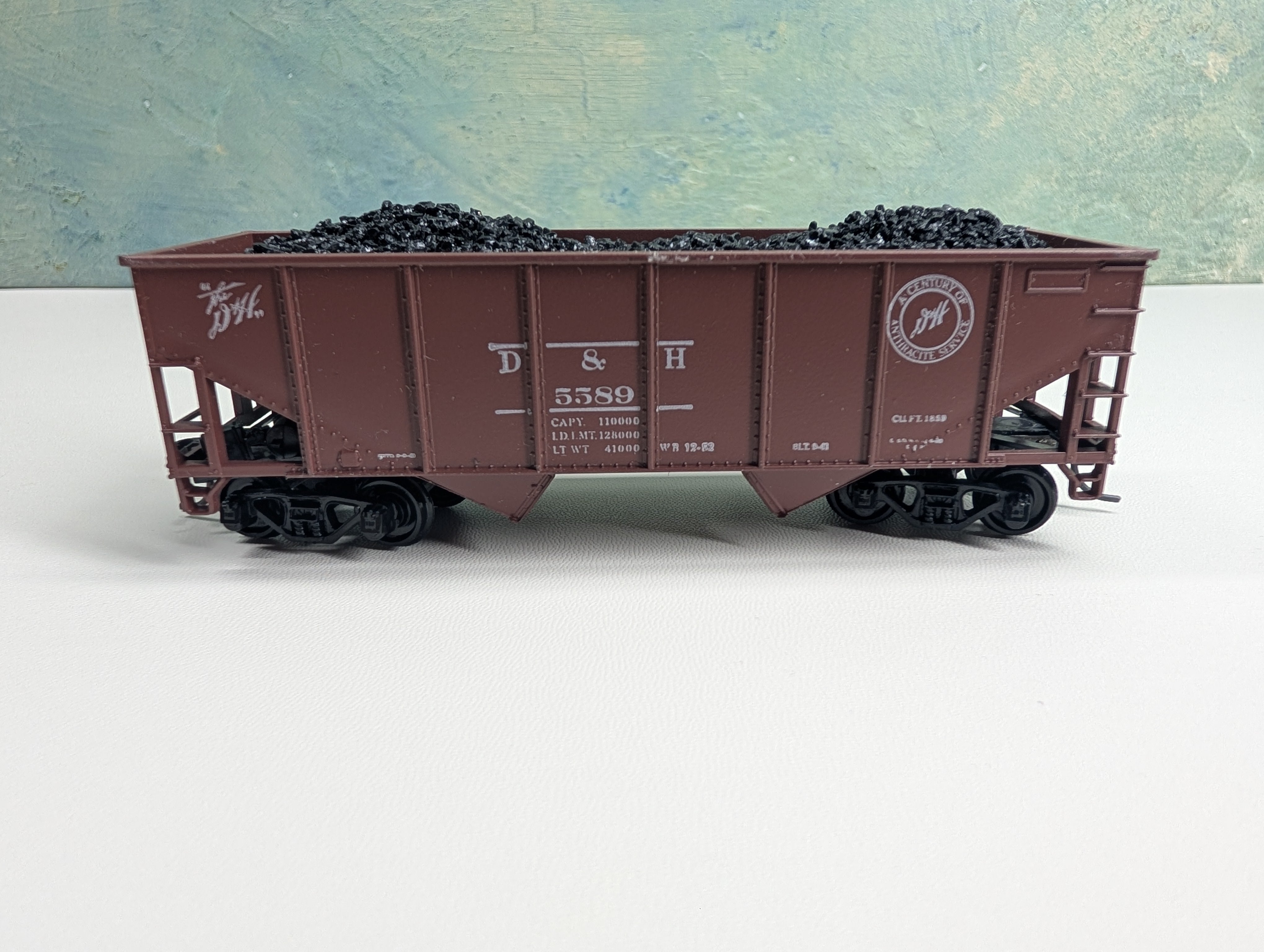 USED Athearn HO Scale 2 Bay Hopper w/ Coal Load Delaware and Hudson DH #5589