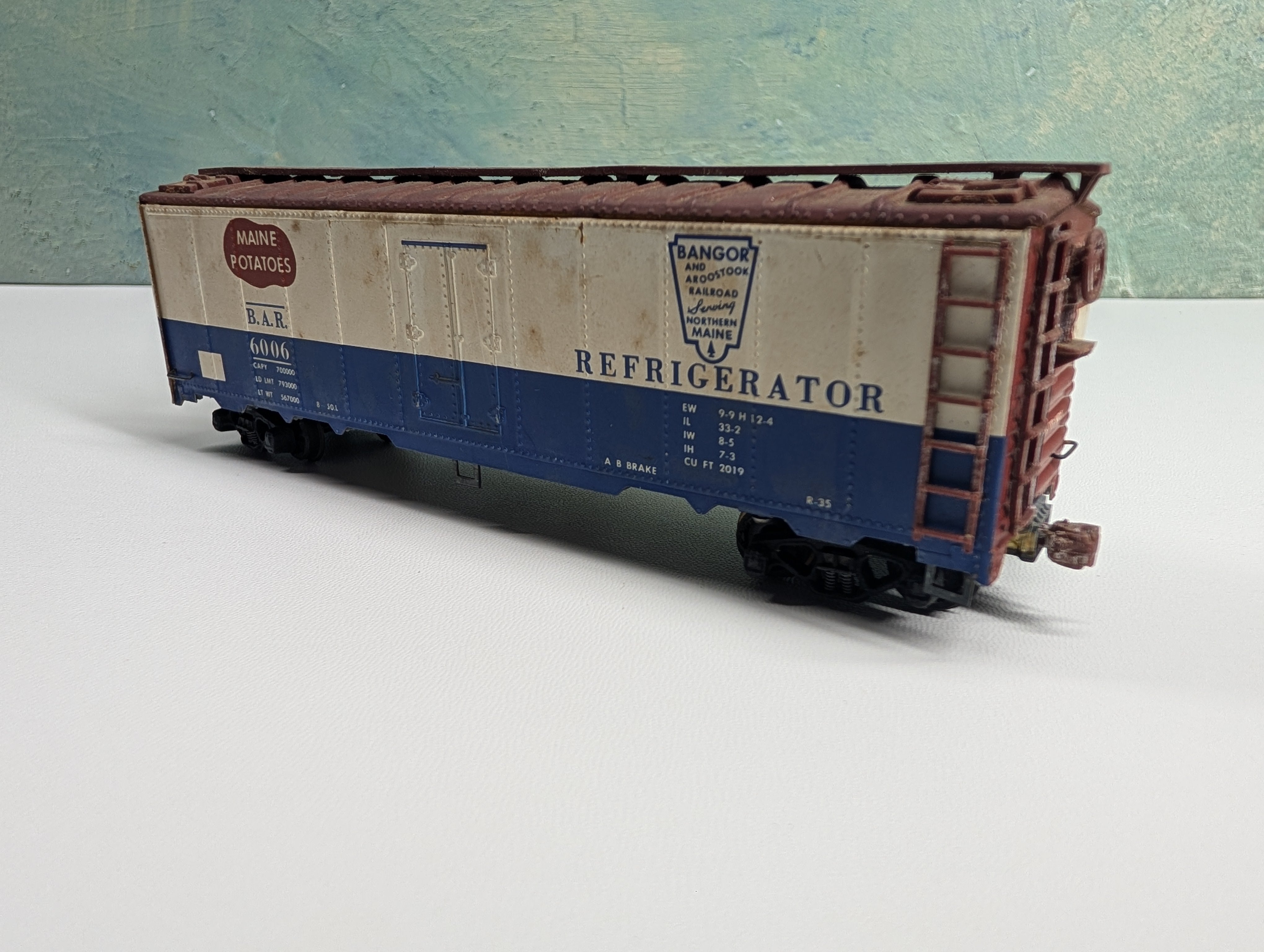 USED Varney HO Scale Metal 40' Box Car Bangor and Aroostook BAR #6006