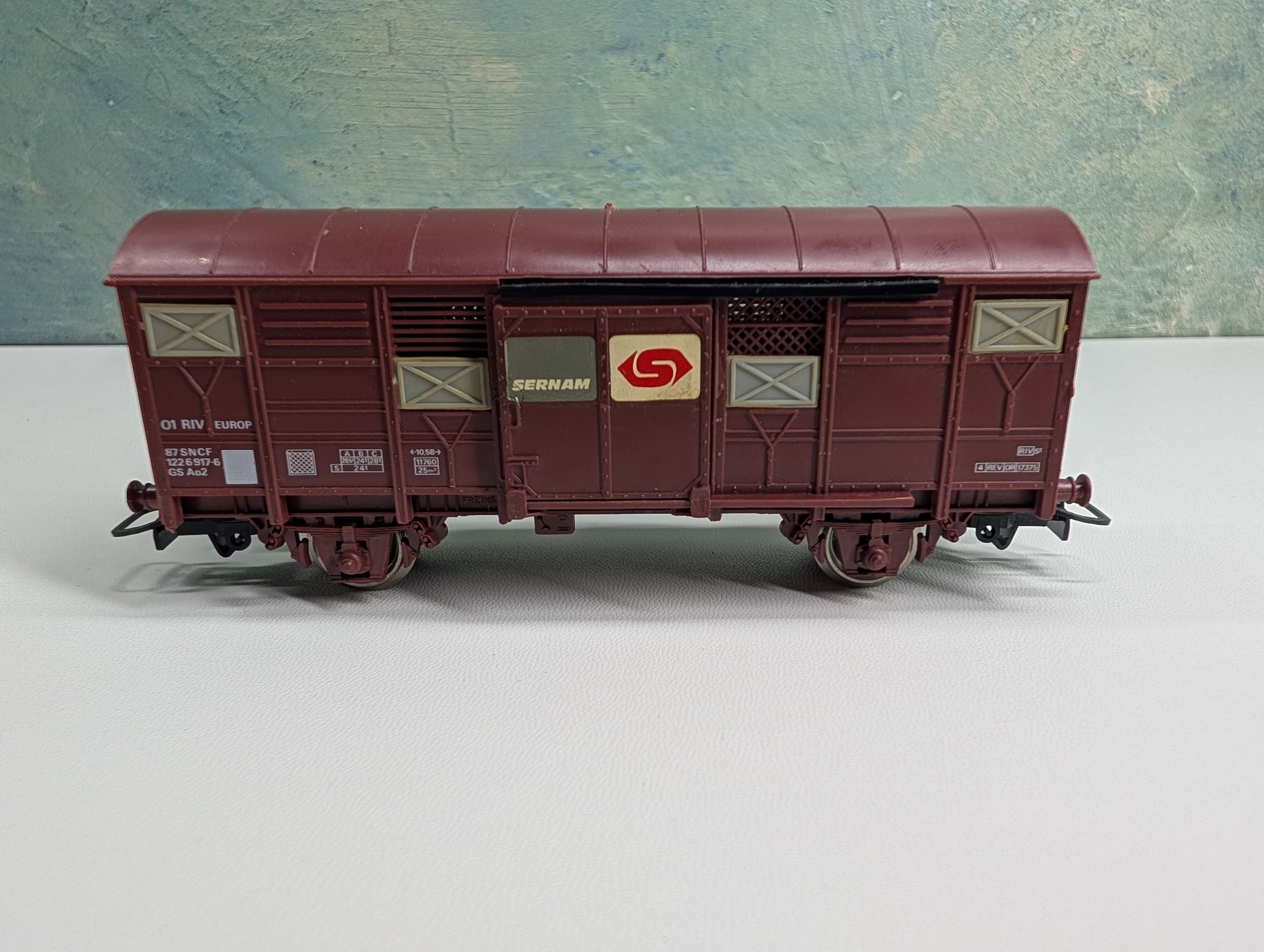 USED Jouef HO Scale Covered Wagon with Doors Sernam