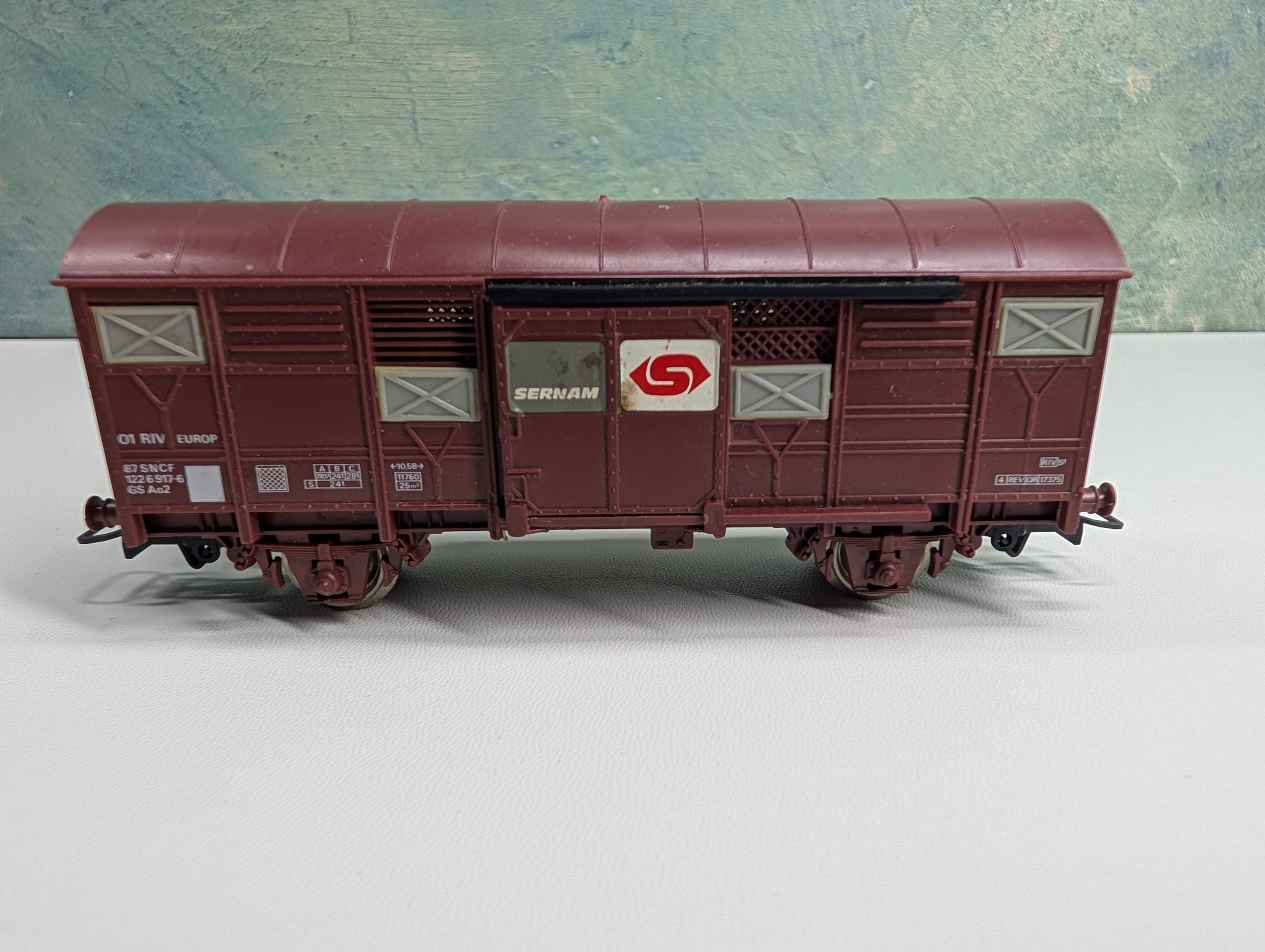 USED Jouef HO Scale Covered Wagon with Doors Sernam