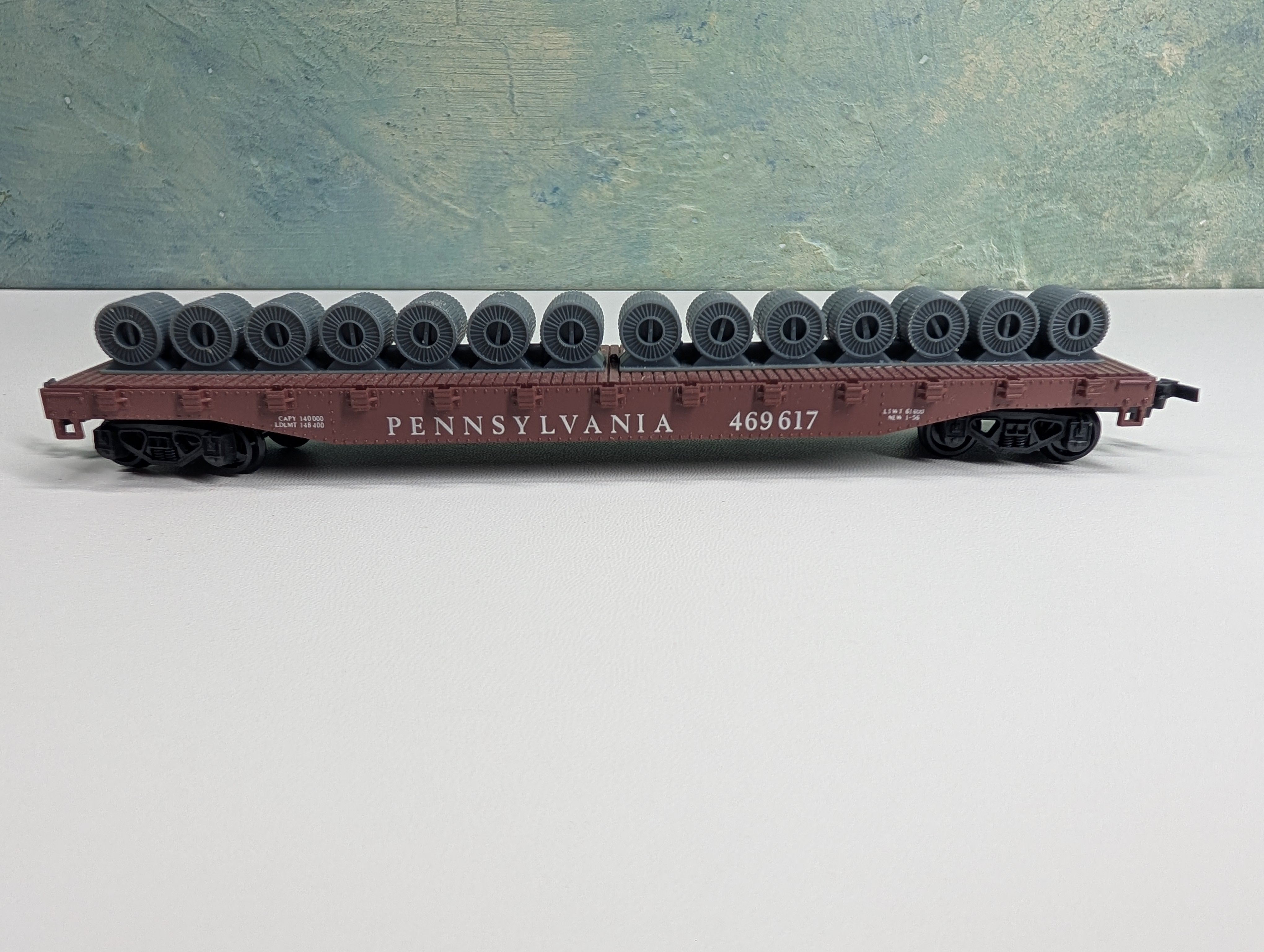 USED Lima HO Scale Flat Car with Coil Load Pennsylvania PRR #469617