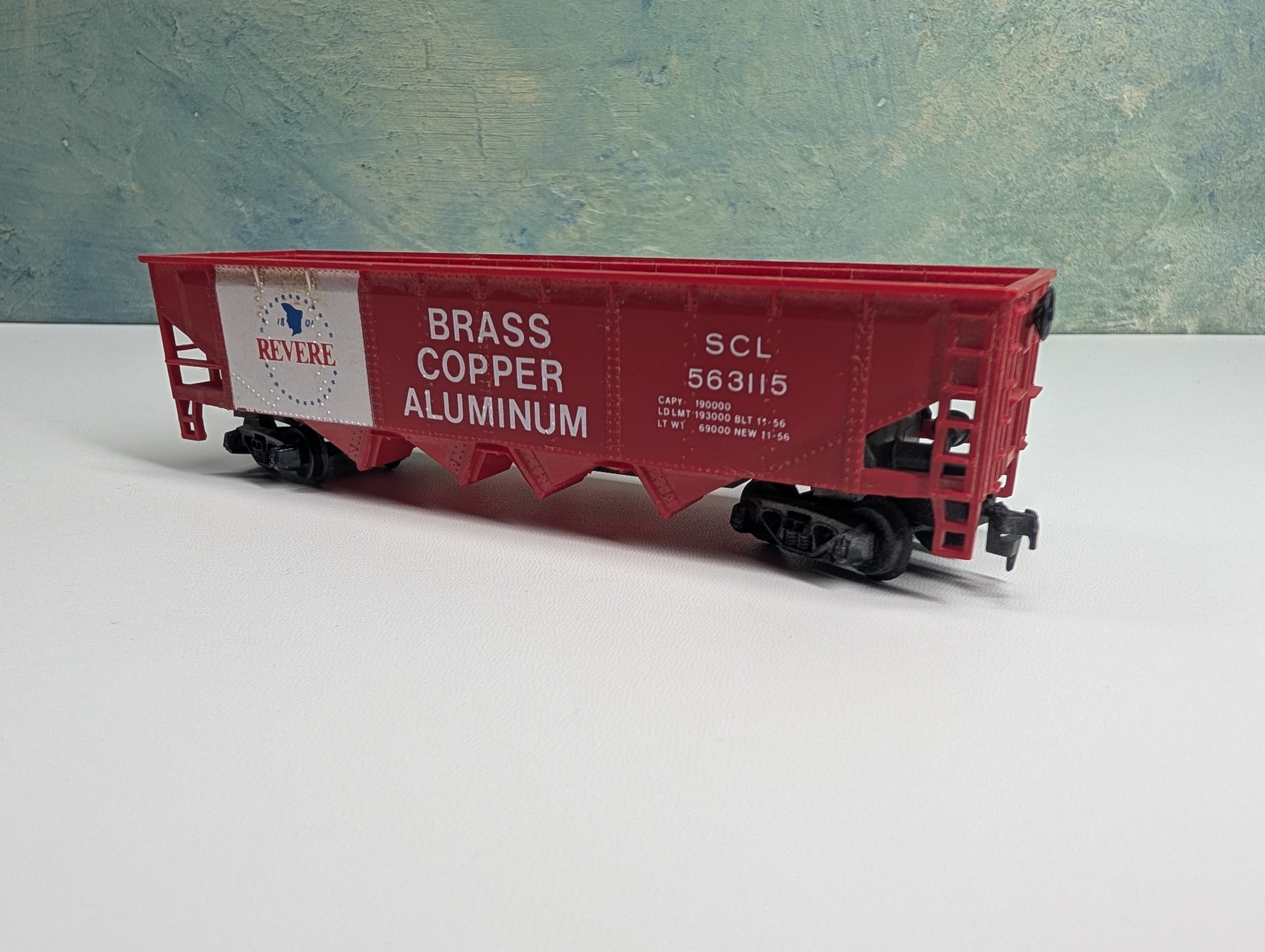USED Tyco HO Scale 1801 Revere Brass Copper Aluminum Hopper SCL #563115