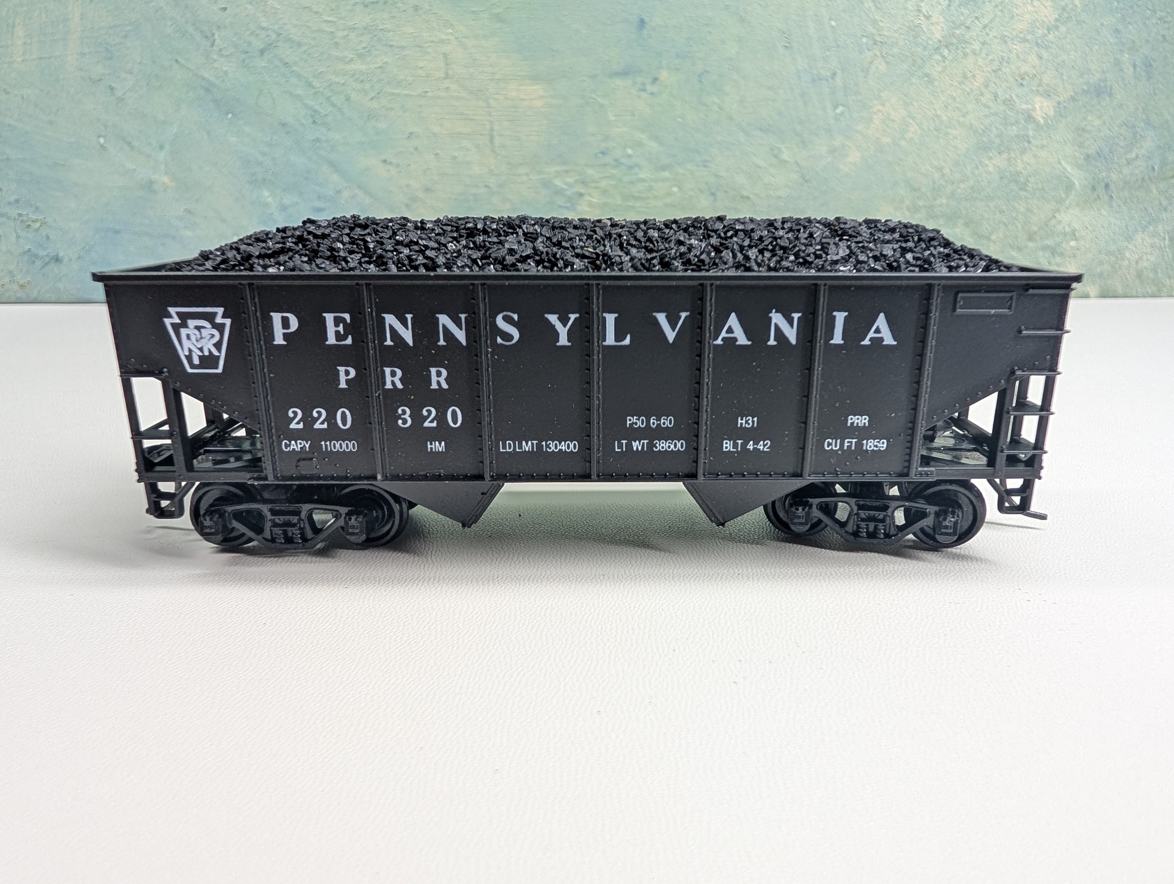 USED Athearn HO Scale 2 Bay Open Hopper w/ Coal Load Pennsylvania PRR #220320 3rd Rail Graphics Custom