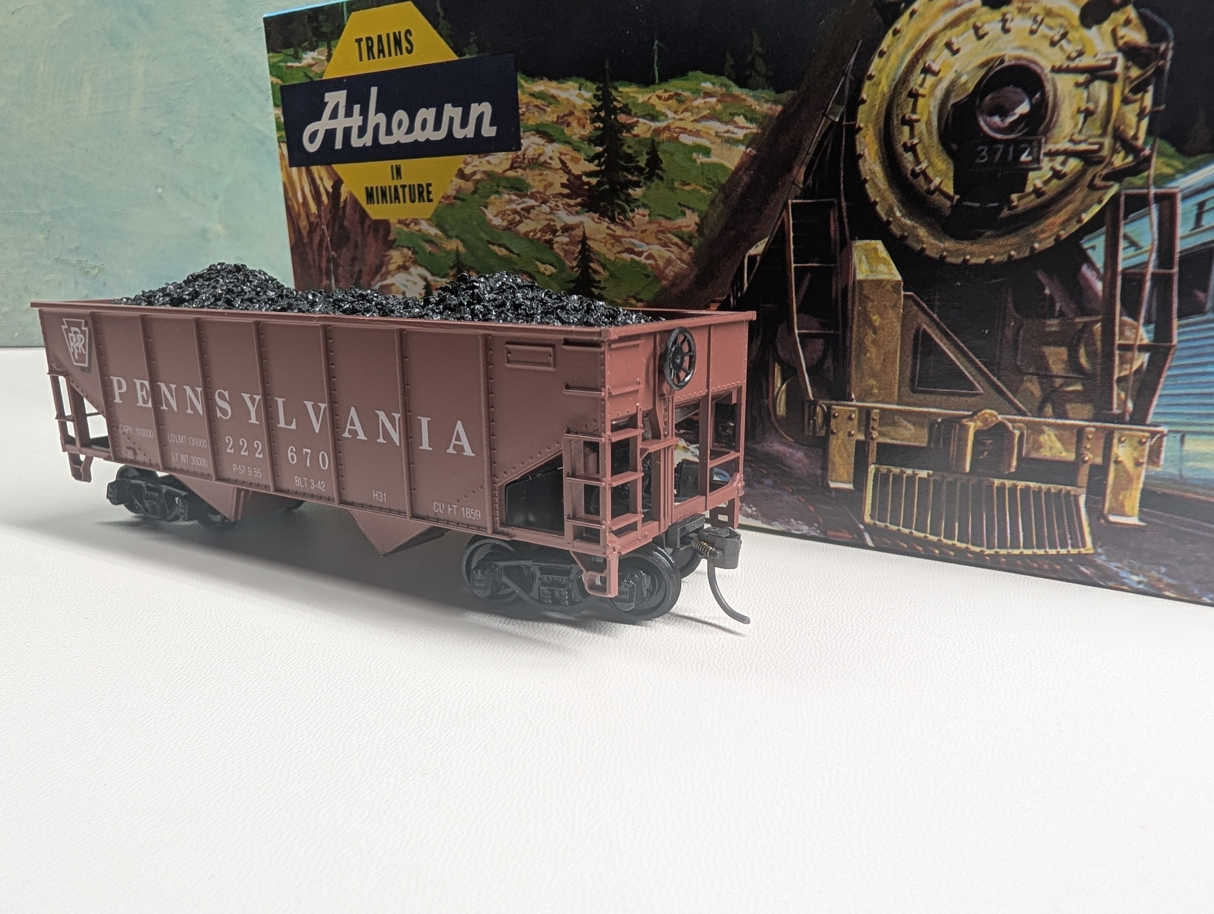 USED Athearn HO Scale H31 Hopper w/ Coal Load Pennsylvania PRR #222670 3rd Rail Graphics Custom