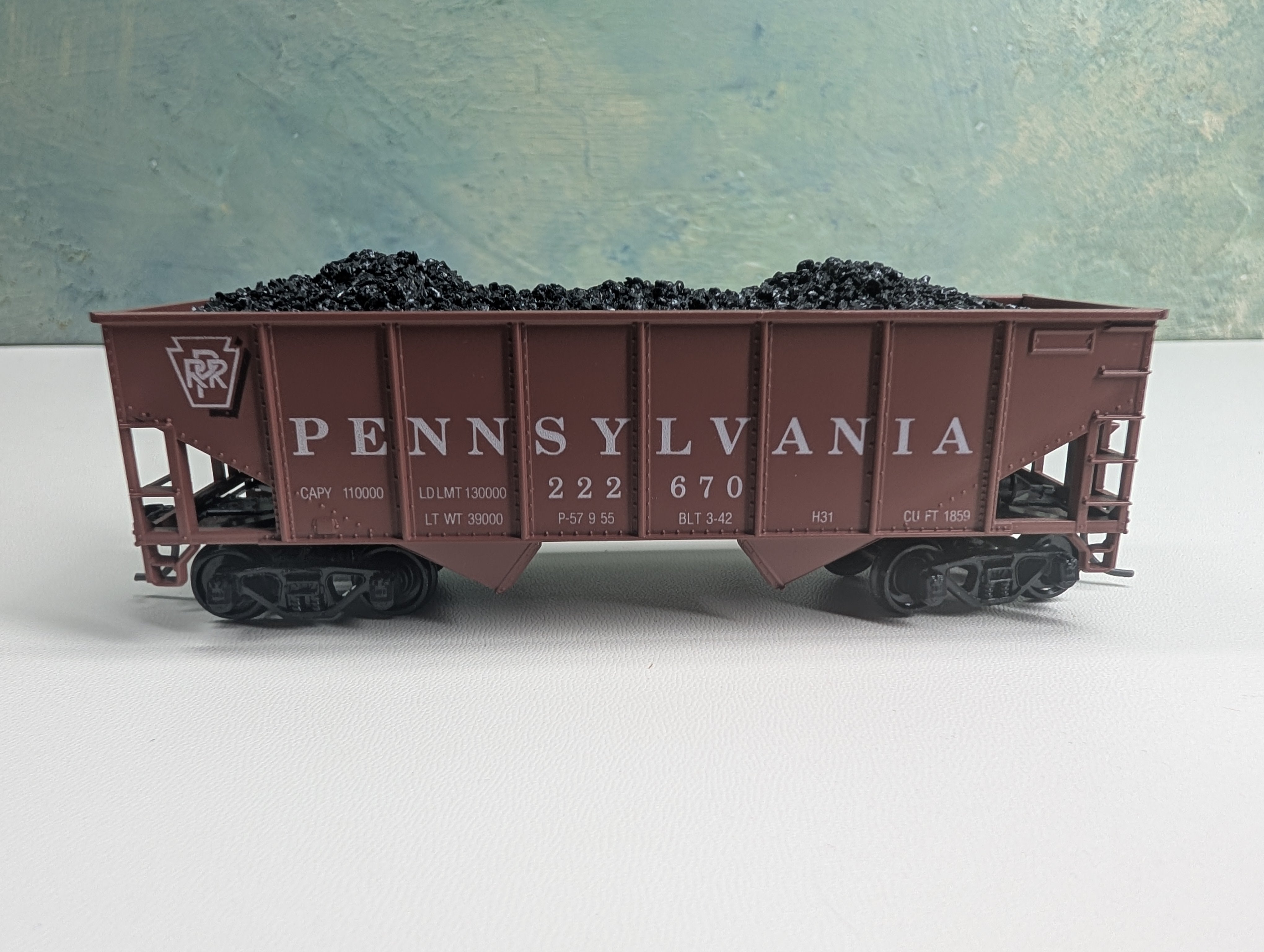 USED Athearn HO Scale H31 Hopper w/ Coal Load Pennsylvania PRR #222670 3rd Rail Graphics Custom
