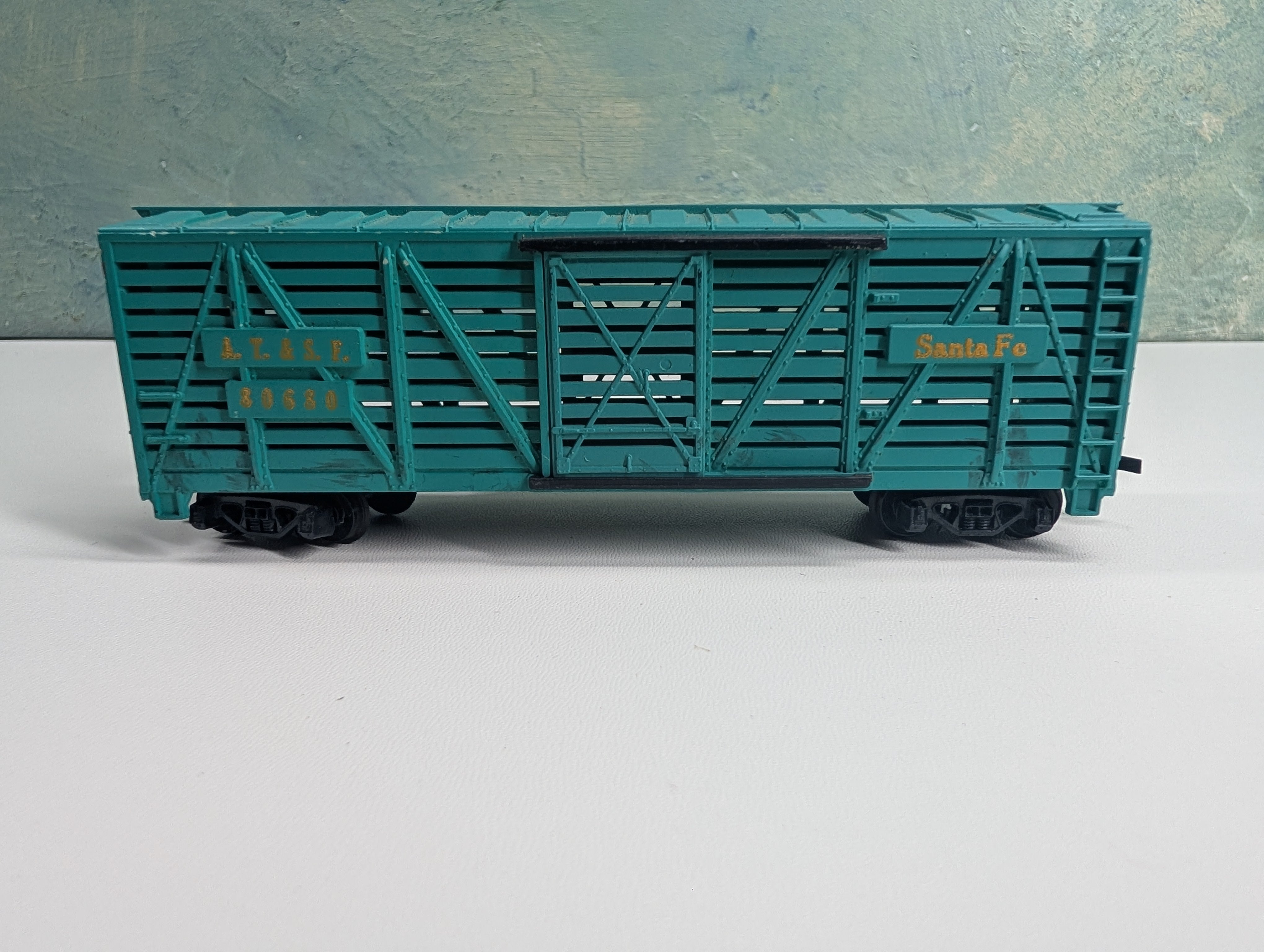 USED Tyco HO Scale Cattle Stock Car Santa Fe ATSF #80680
