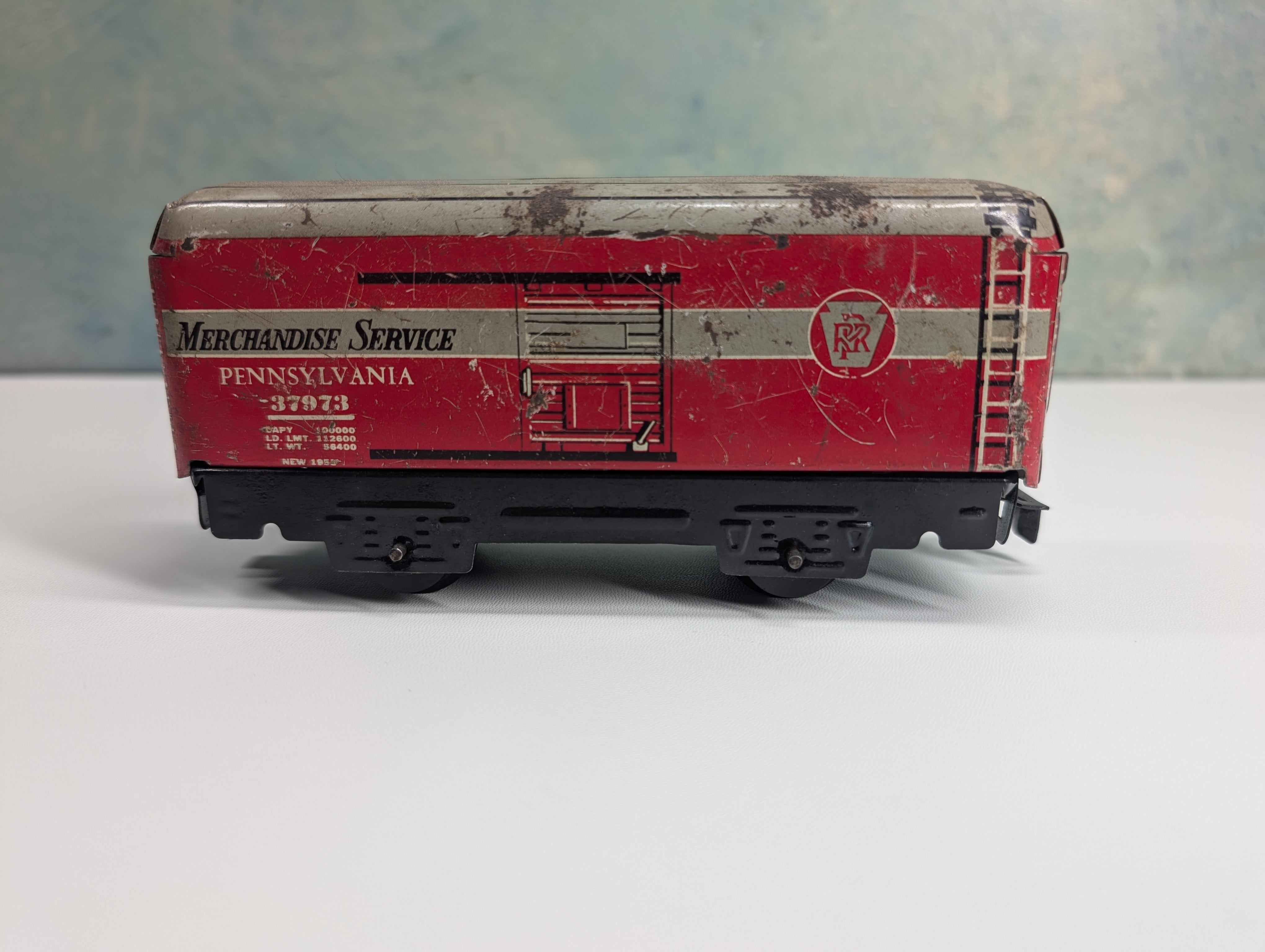 USED Marx O Tin Merchandise Service Car Pennsylvania #37973 Rough Vintage