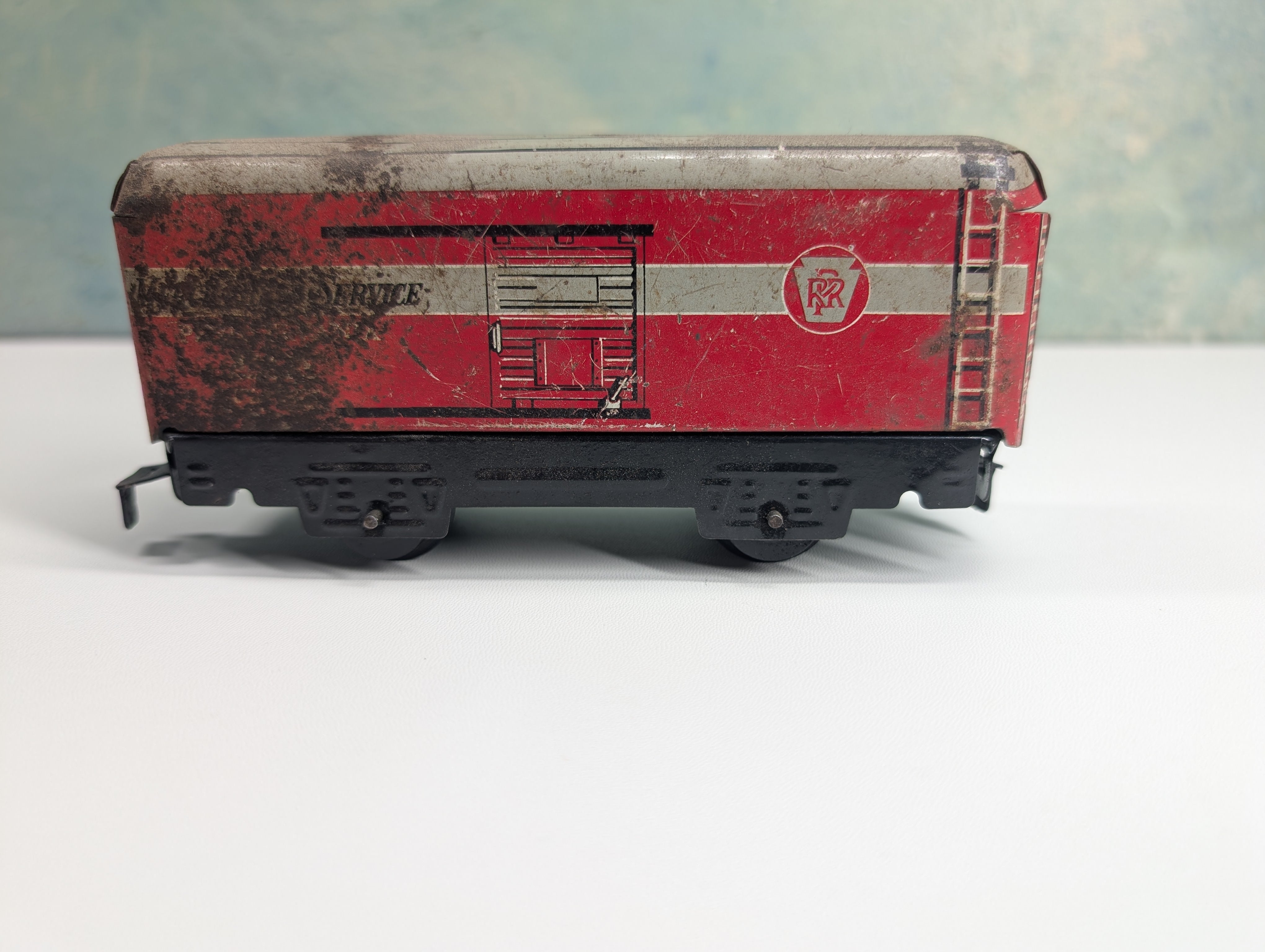 USED Marx O Tin Merchandise Service Car Pennsylvania #37973 Rough Vintage