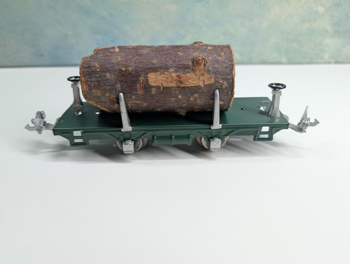 USED Lionel 831 O Flat Cart w/ Lumber Load, Tin Green