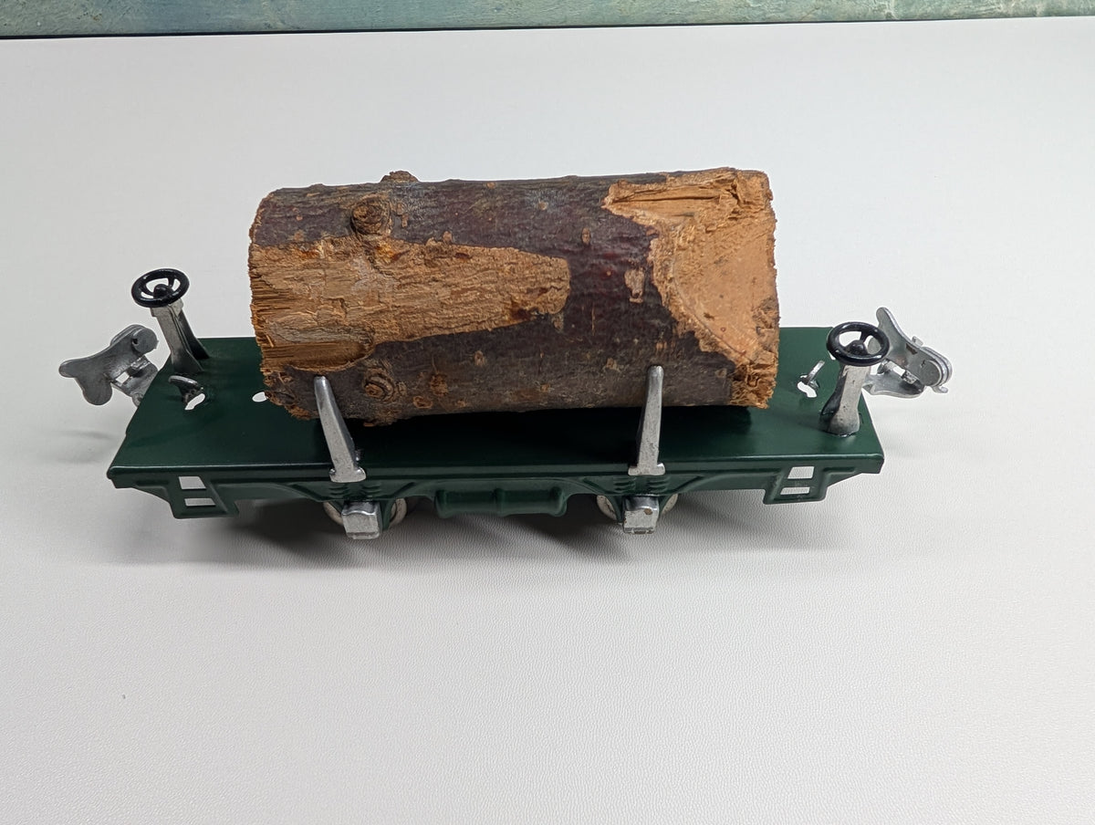 USED Lionel 831 O Flat Cart w/ Lumber Load, Tin Green