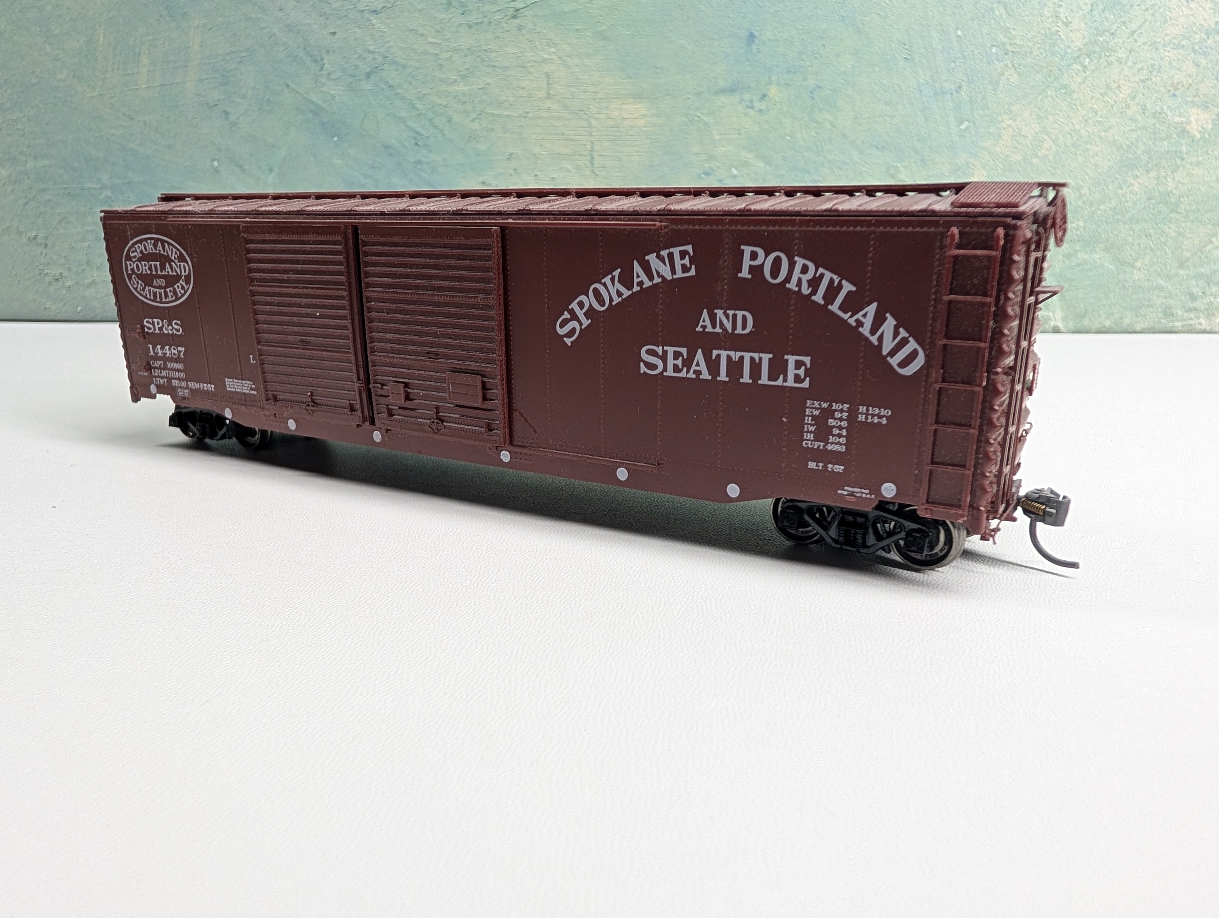 USED HO Scale 50' DD Box Car Spokane, Portland and Seattle SP&S #14487 Metal Wheels