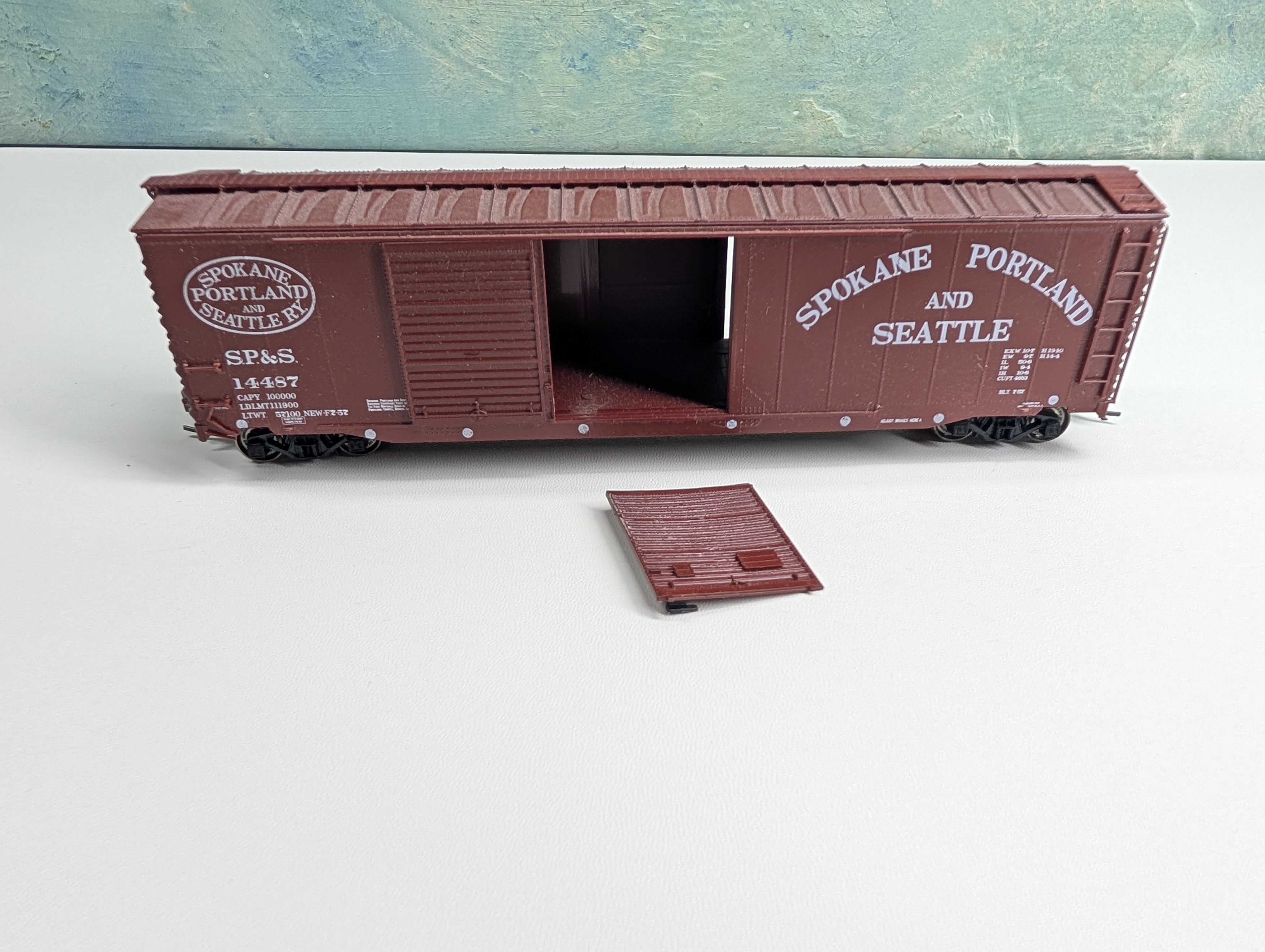 USED HO Scale 50' DD Box Car Spokane, Portland and Seattle SP&S #14487 Metal Wheels