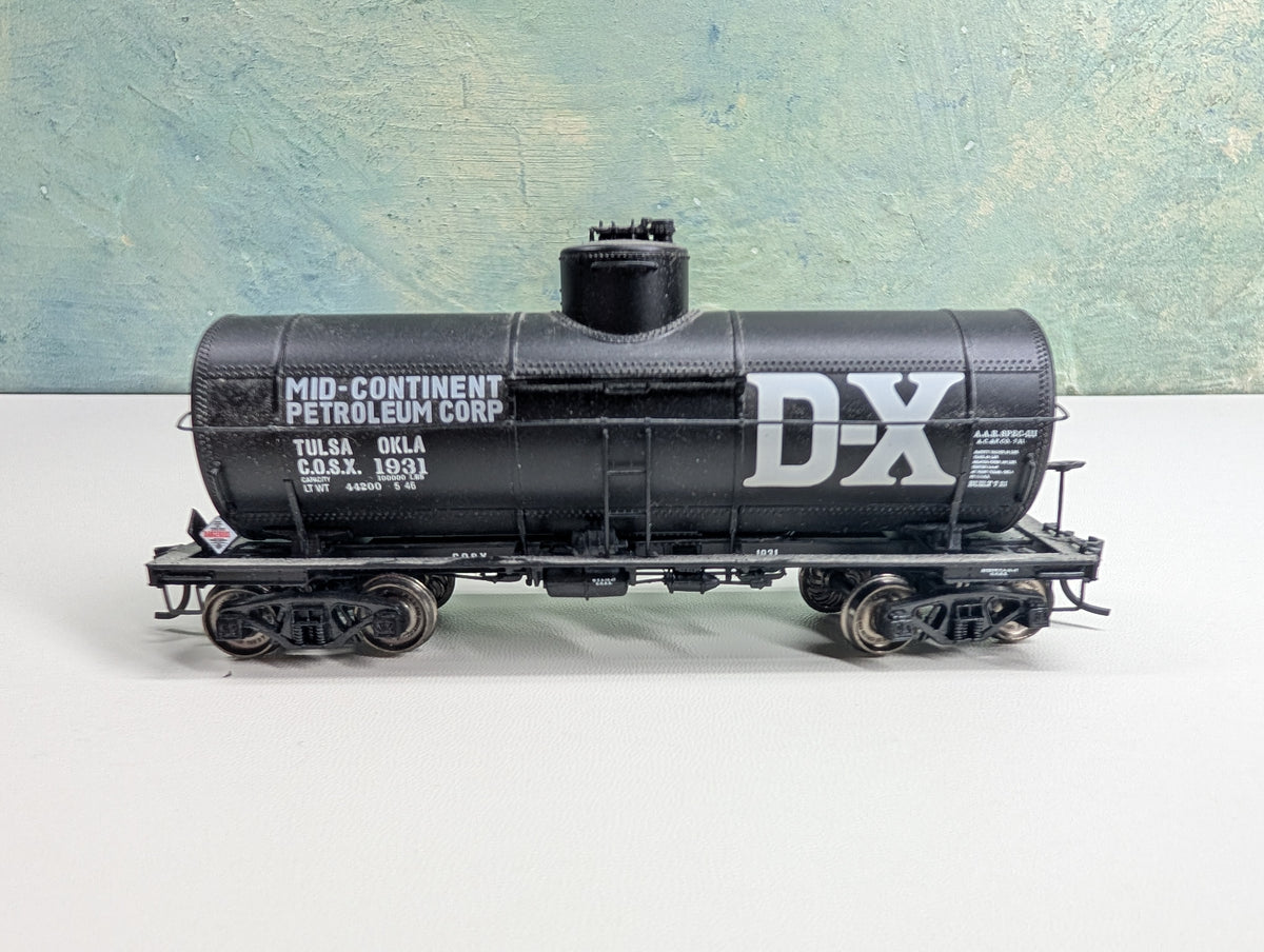 USED Life-Like HO Scale Single Dome Tank Car Mid-Continent Petroleum Corp D-X COSX #1931 Metal Wheels, Proto2000