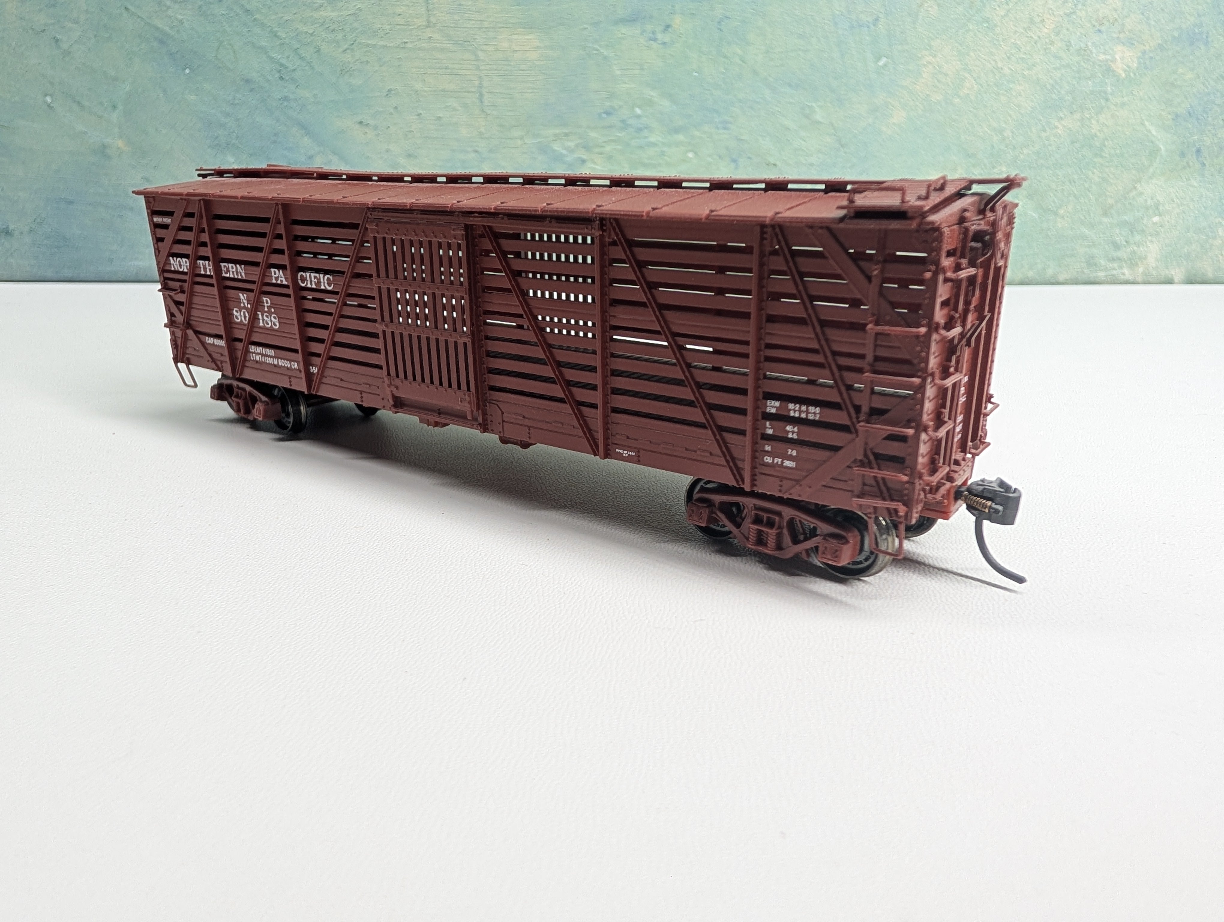 USED Life-Like HO Scale 40' Mather Stock Car Northern Pacific NP #80188 Metal Wheels, Proto2000