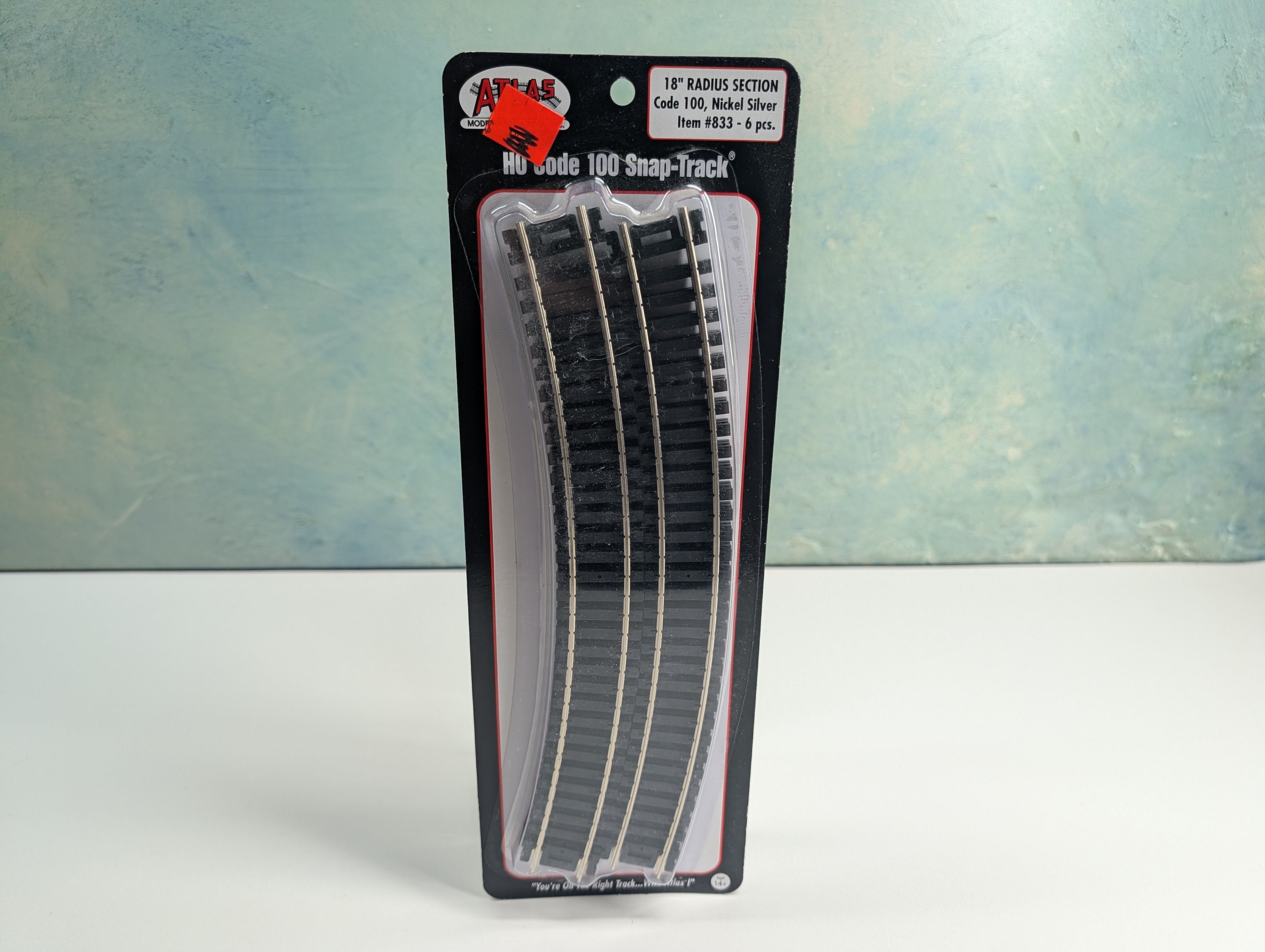 Atlas 833 HO Scale 18" Radius Track, Code 100 Nickel Silver Snap-Track (6 pcs)