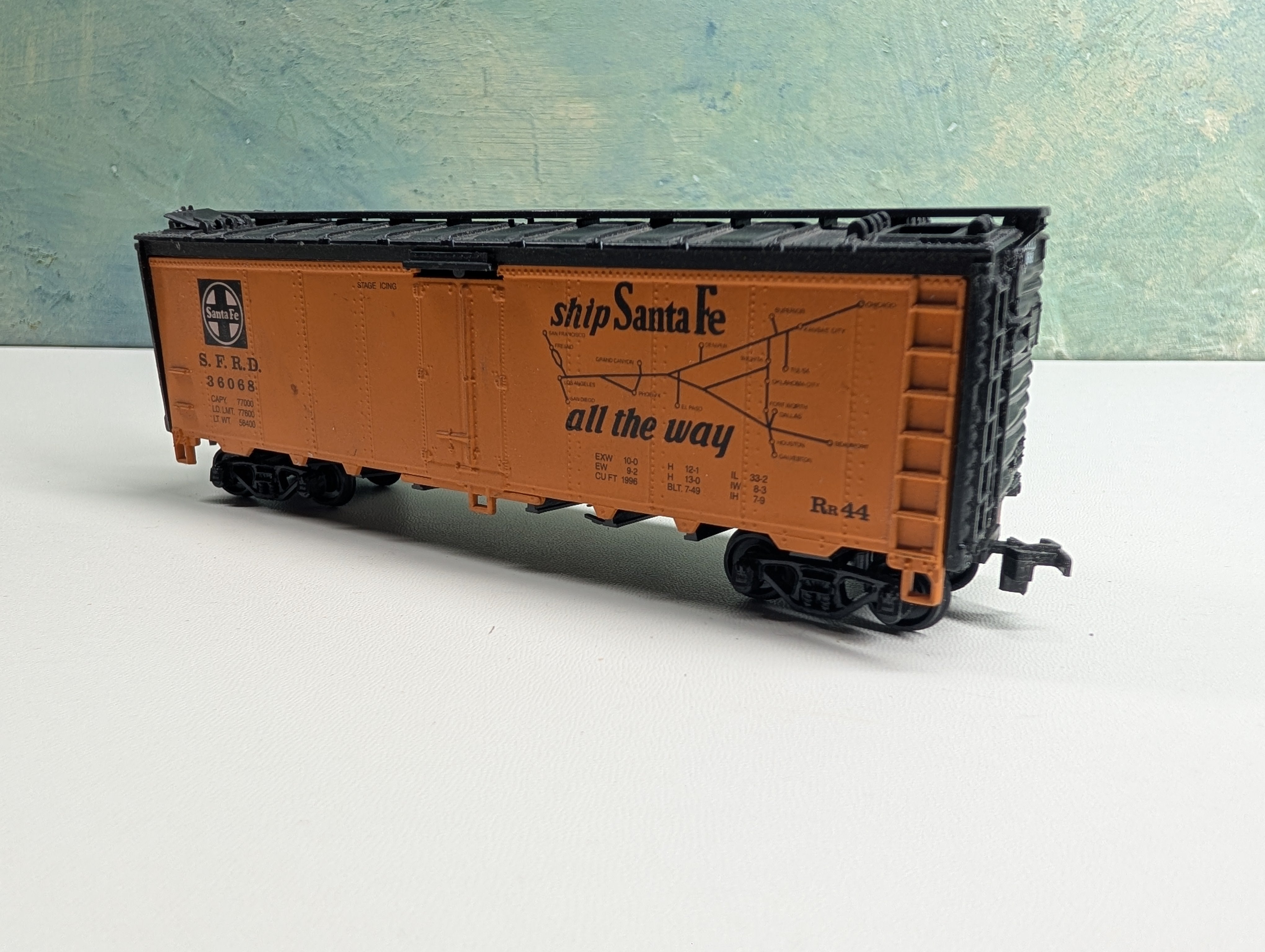 USED Athearn HO Scale 41' Reefer Box Car Santa Fe SFRD #36068 El Capitan Map