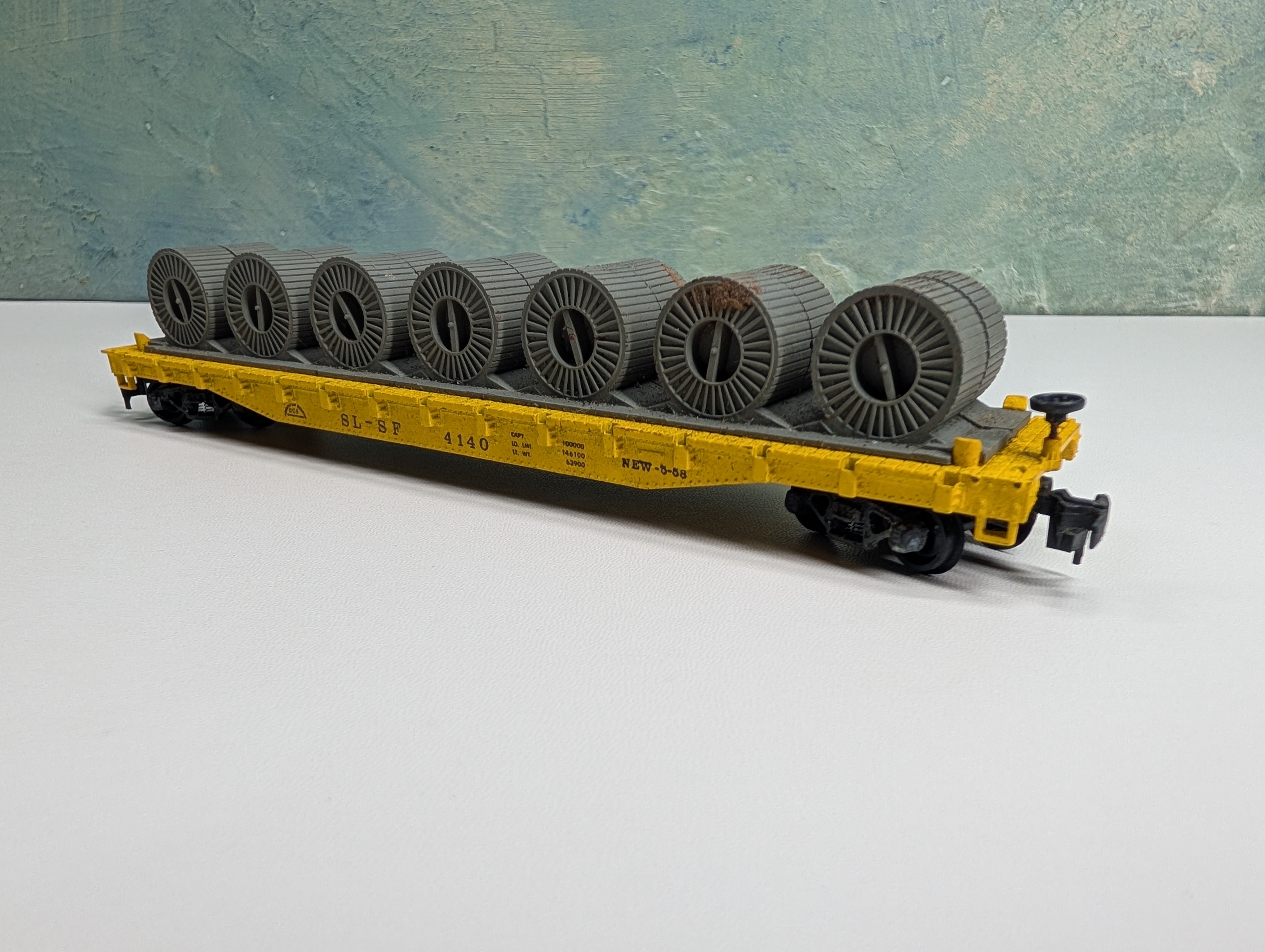 USED REVELL HO Scale 54' Flat Car with Coil Load Frisco SL-SF #4140