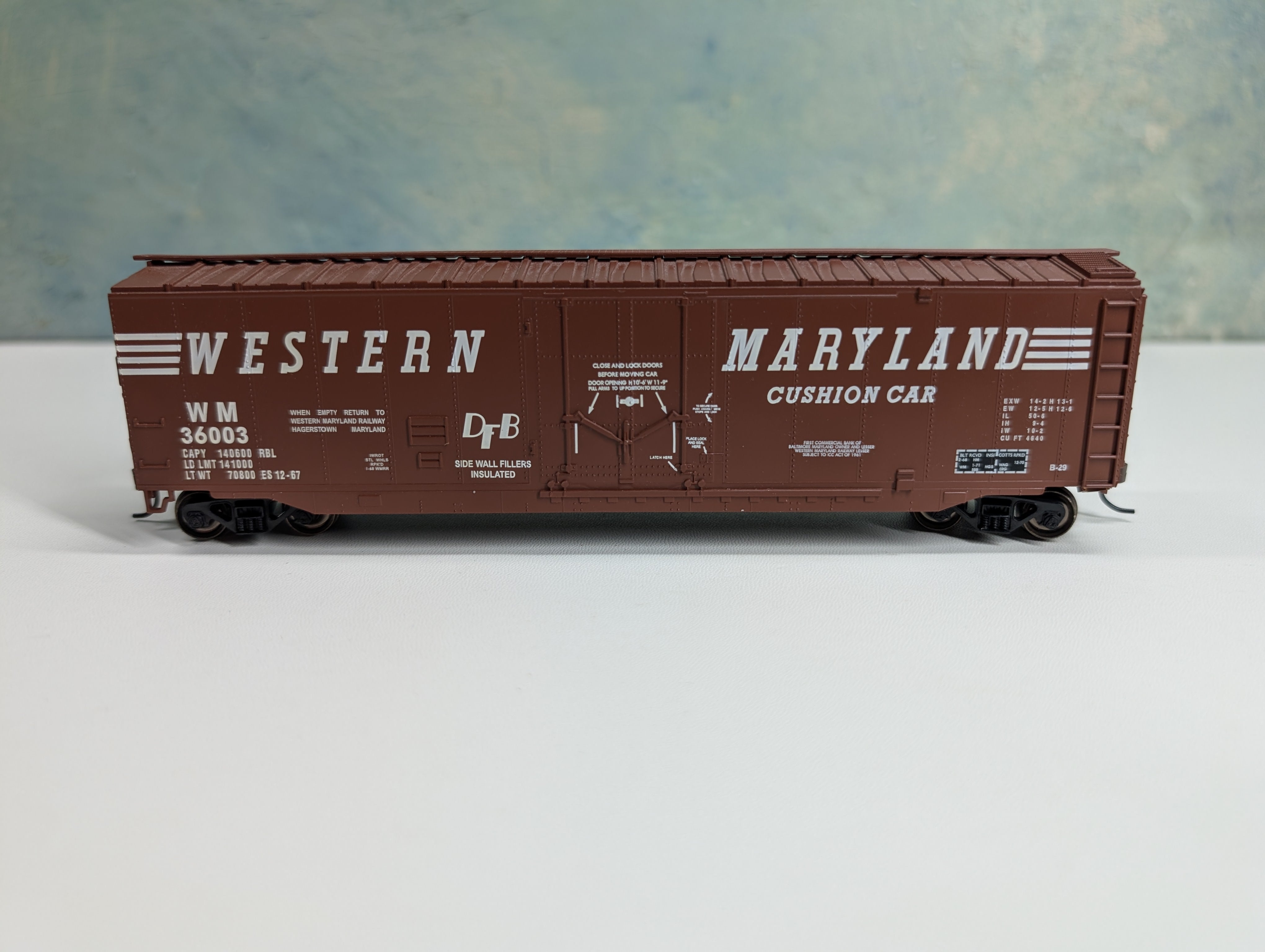 USED Bachmann HO Scale 50' Box Car Western Maryland WM #36003 Metal Wheels
