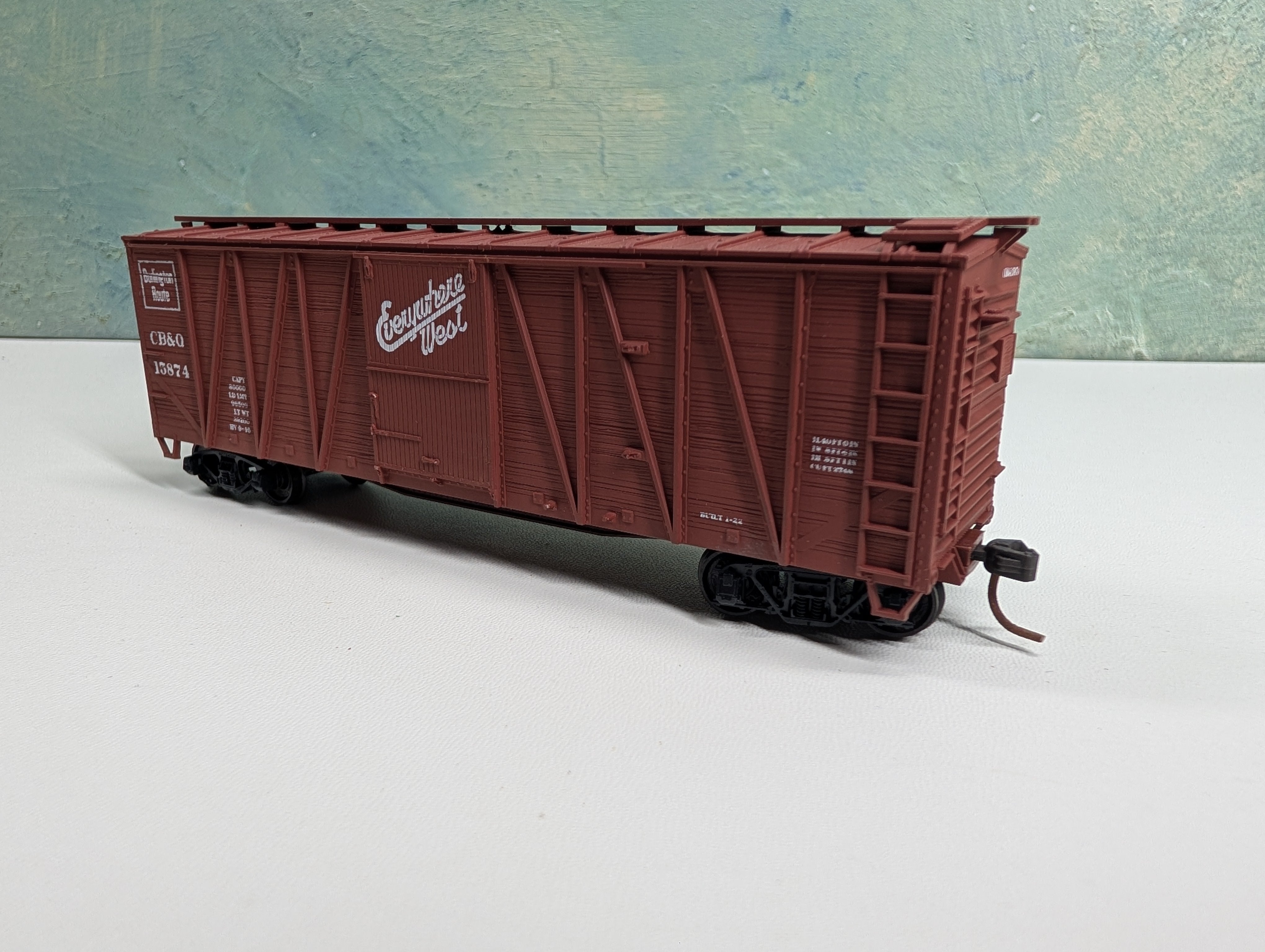 USED Accurail HO Scale 41' OB Wooden Box Car Burlington CB&Q #15874