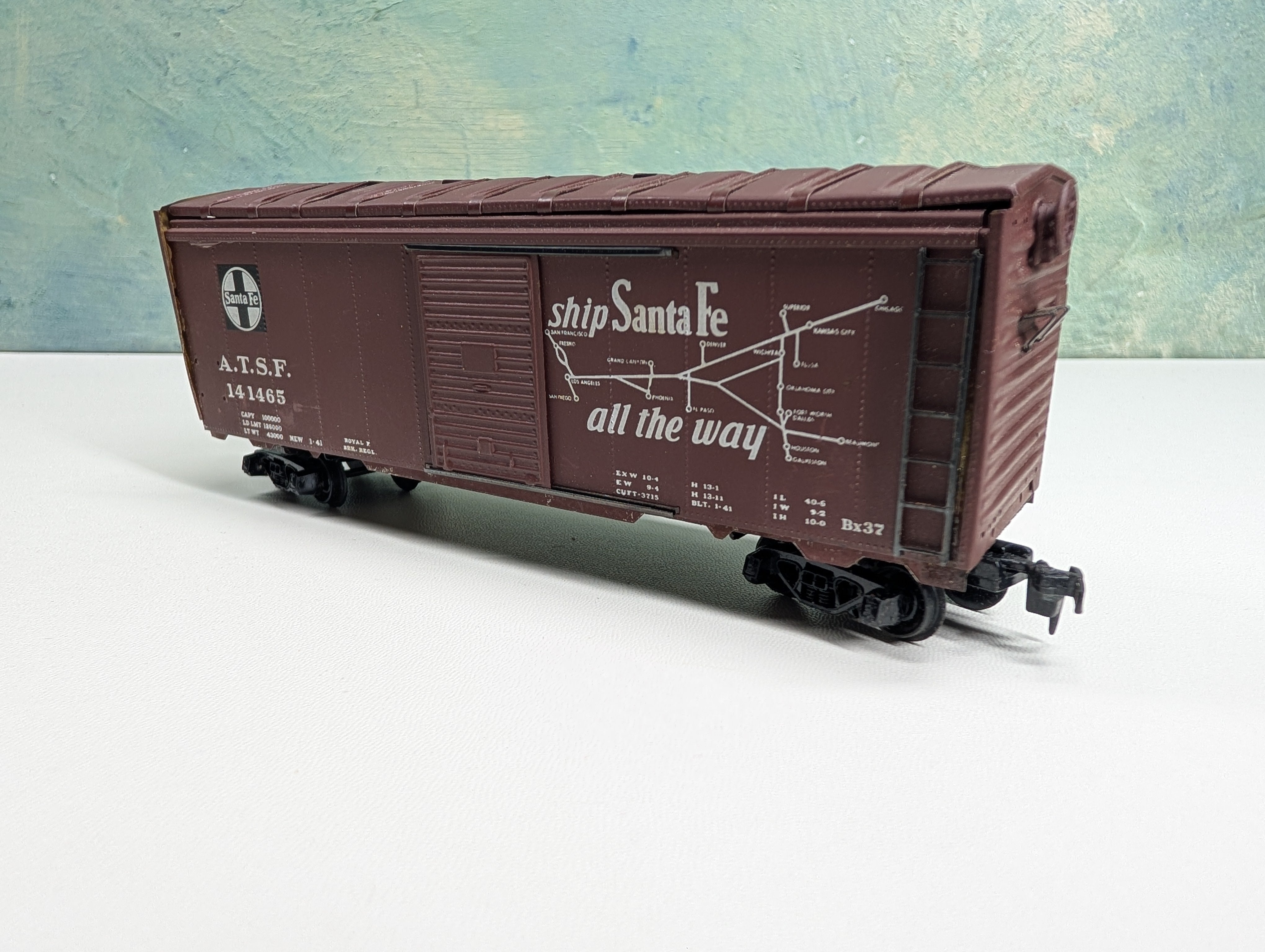 USED Athearn HO Scale 40' Box Car, Metal Santa Fe ATSF #141465