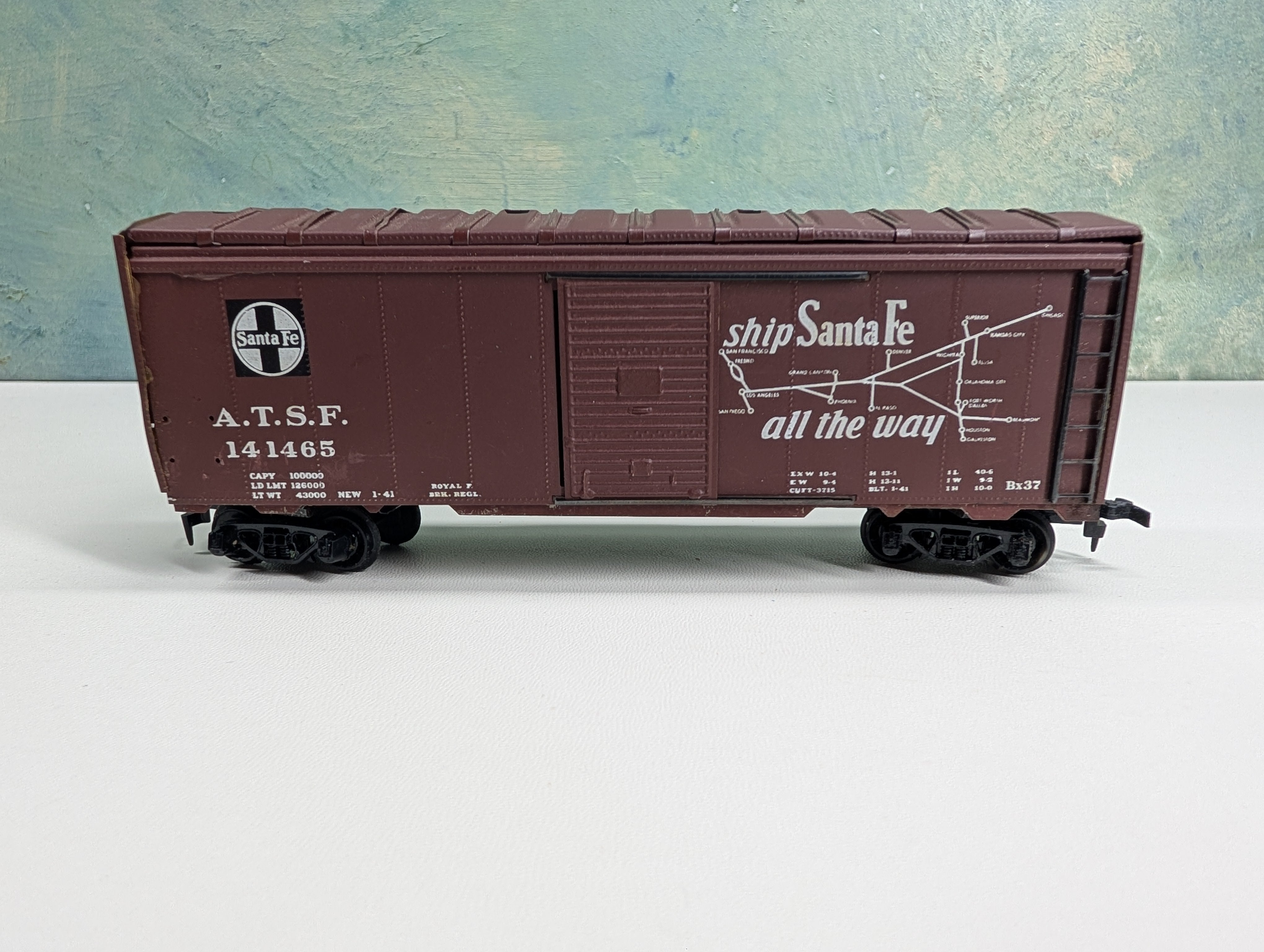 USED Athearn HO Scale 40' Box Car, Metal Santa Fe ATSF #141465