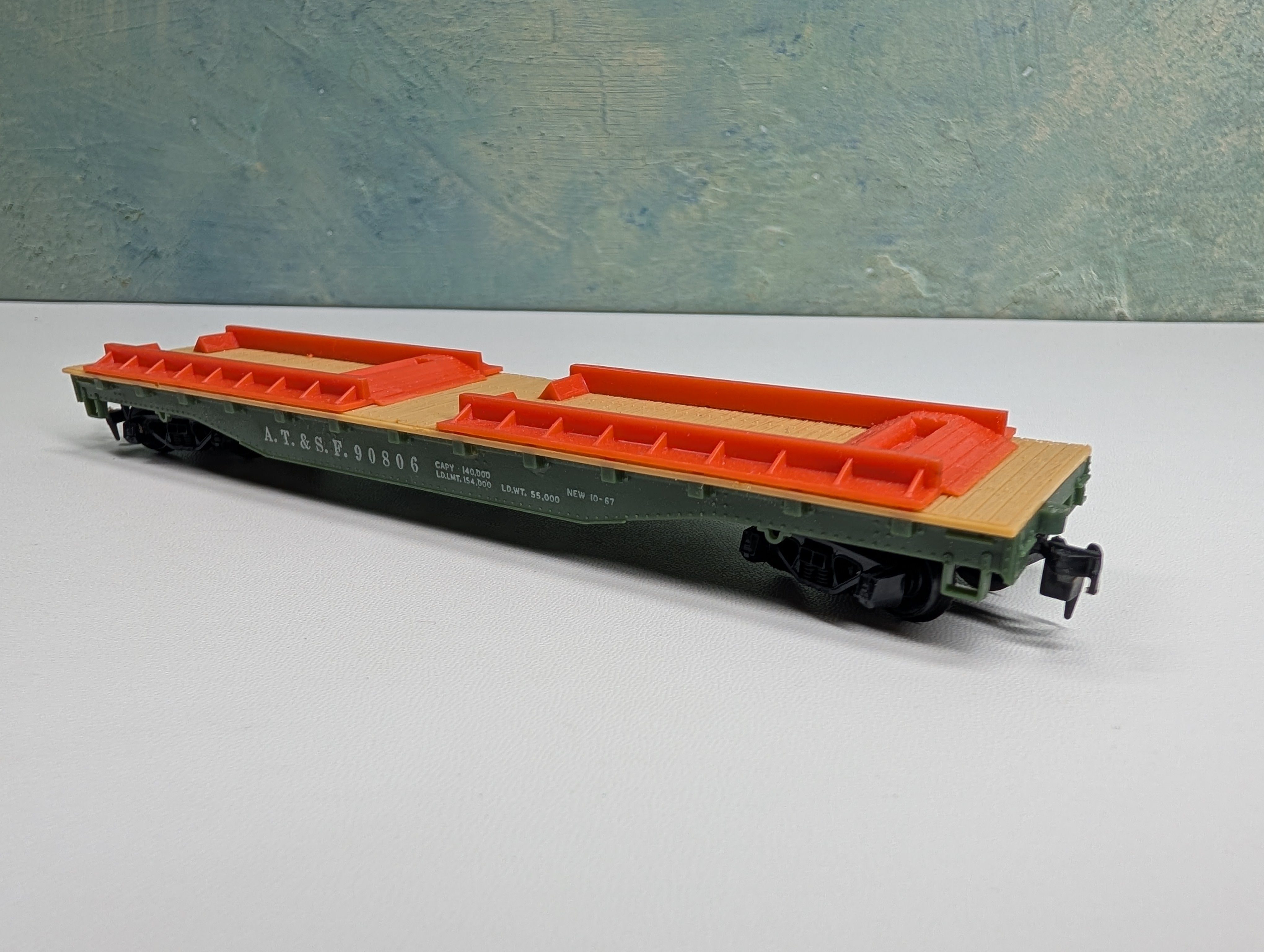 USED Tyco HO Scale 50' Trailer Flat Car Santa Fe ATSF #90806